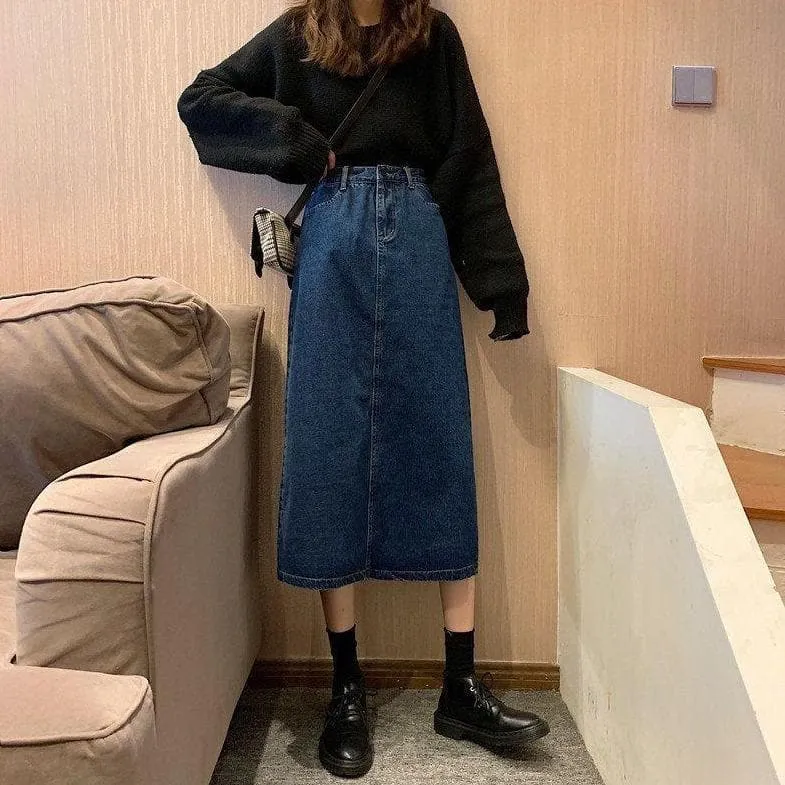 Midi Denim Skirt