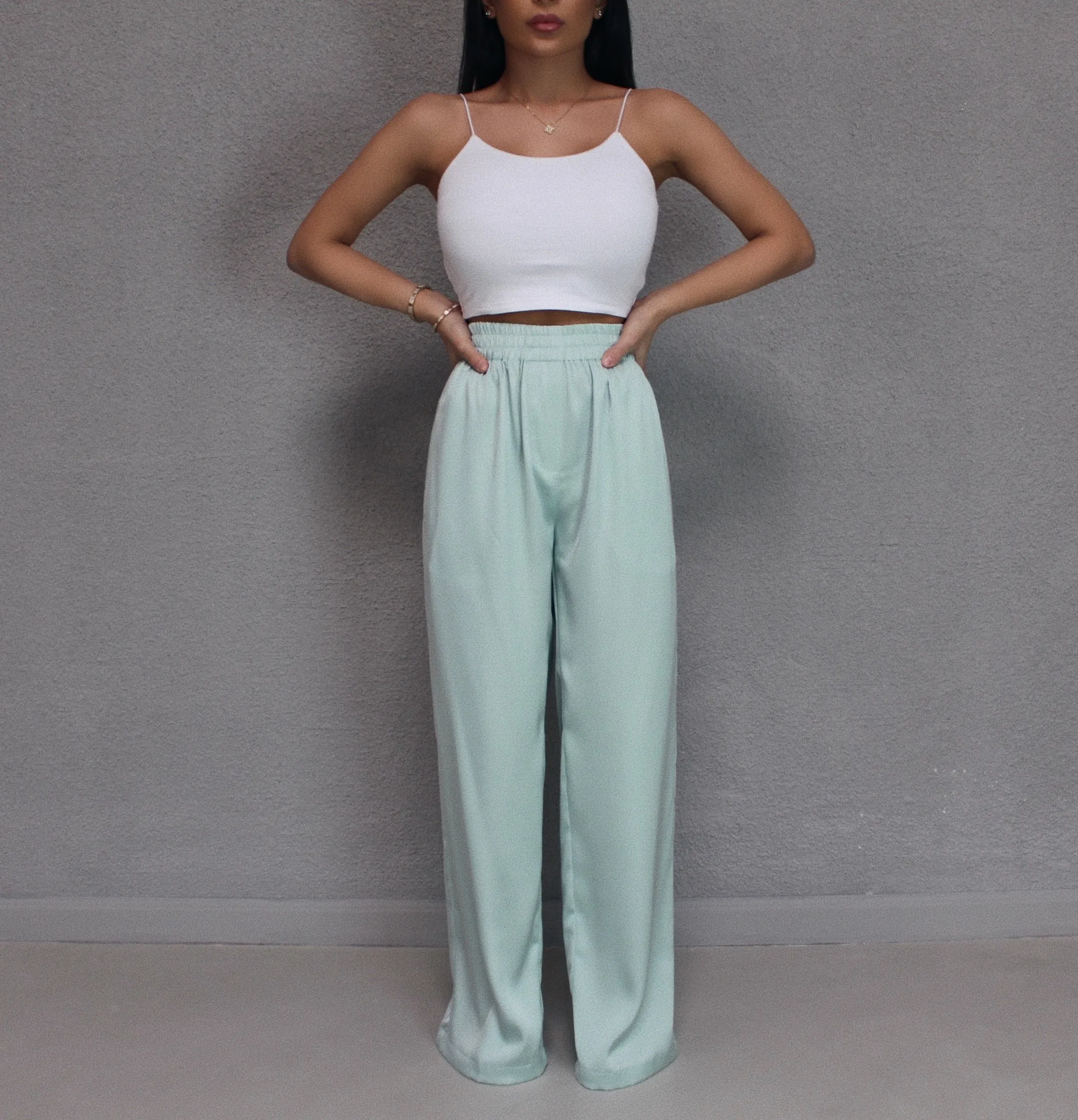 MINT SILK TROUSERS