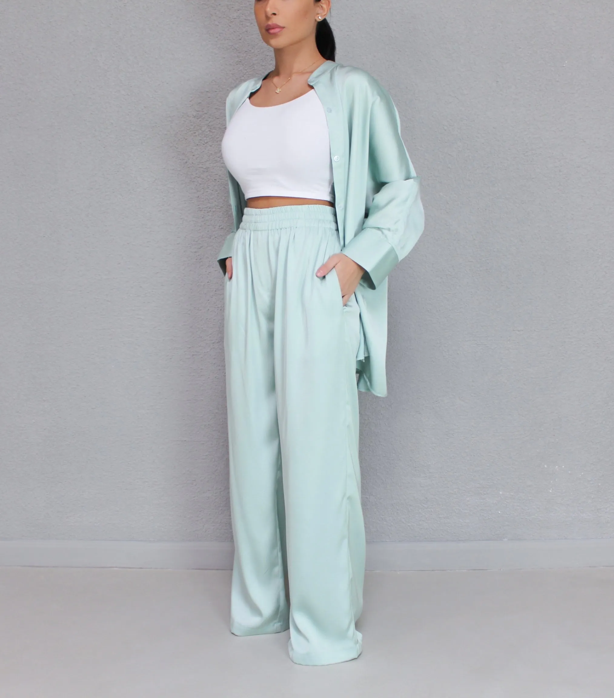 MINT SILK TROUSERS