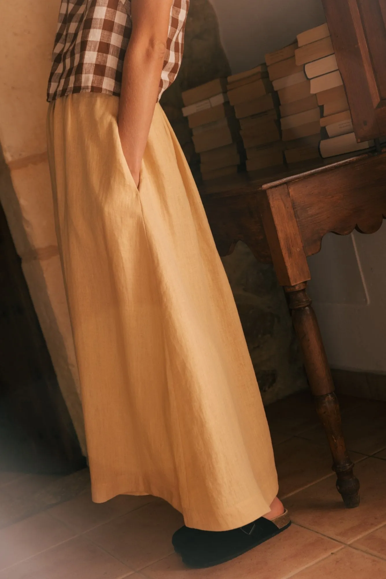 Mona Long Linen Skirt