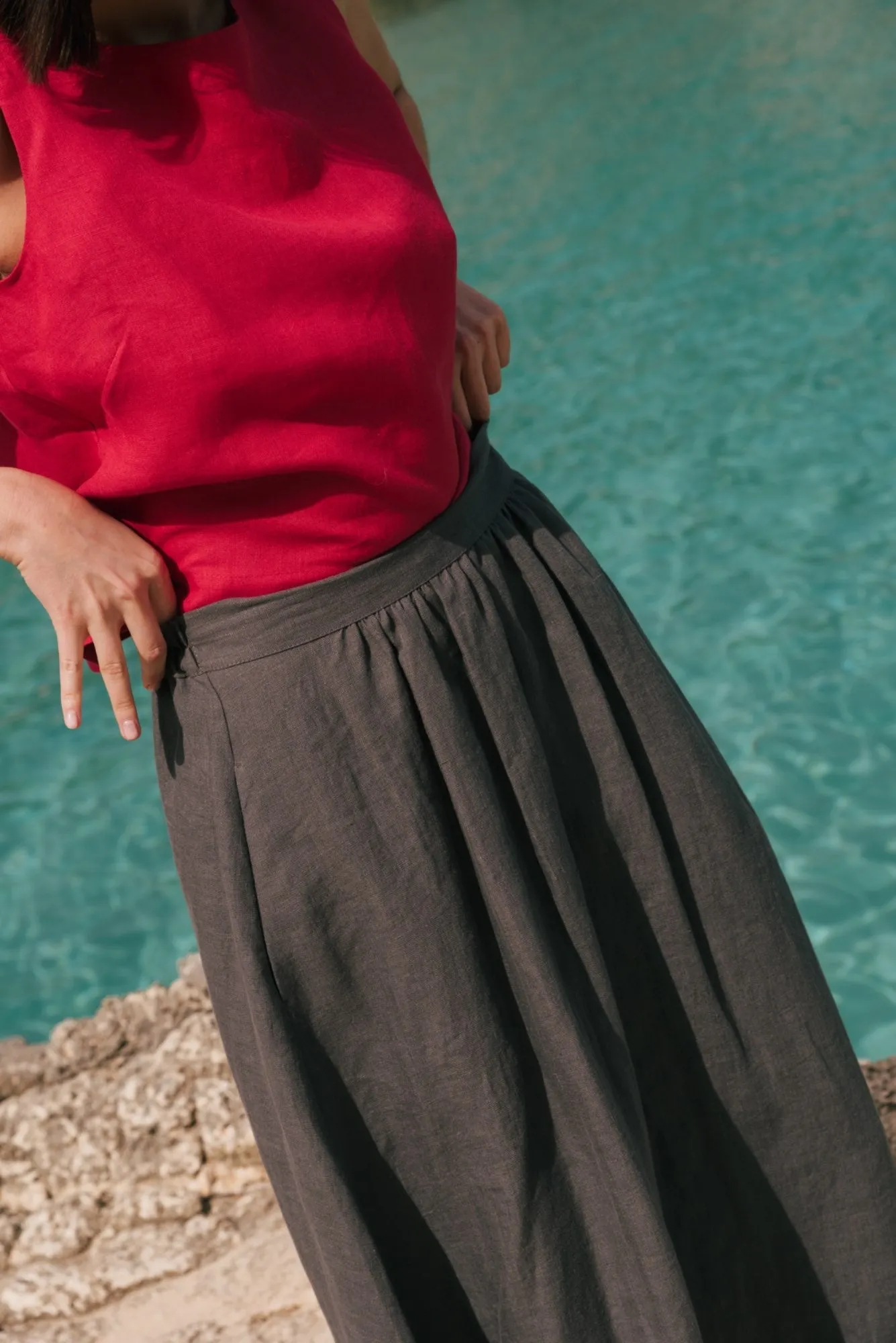 Mona Long Linen Skirt