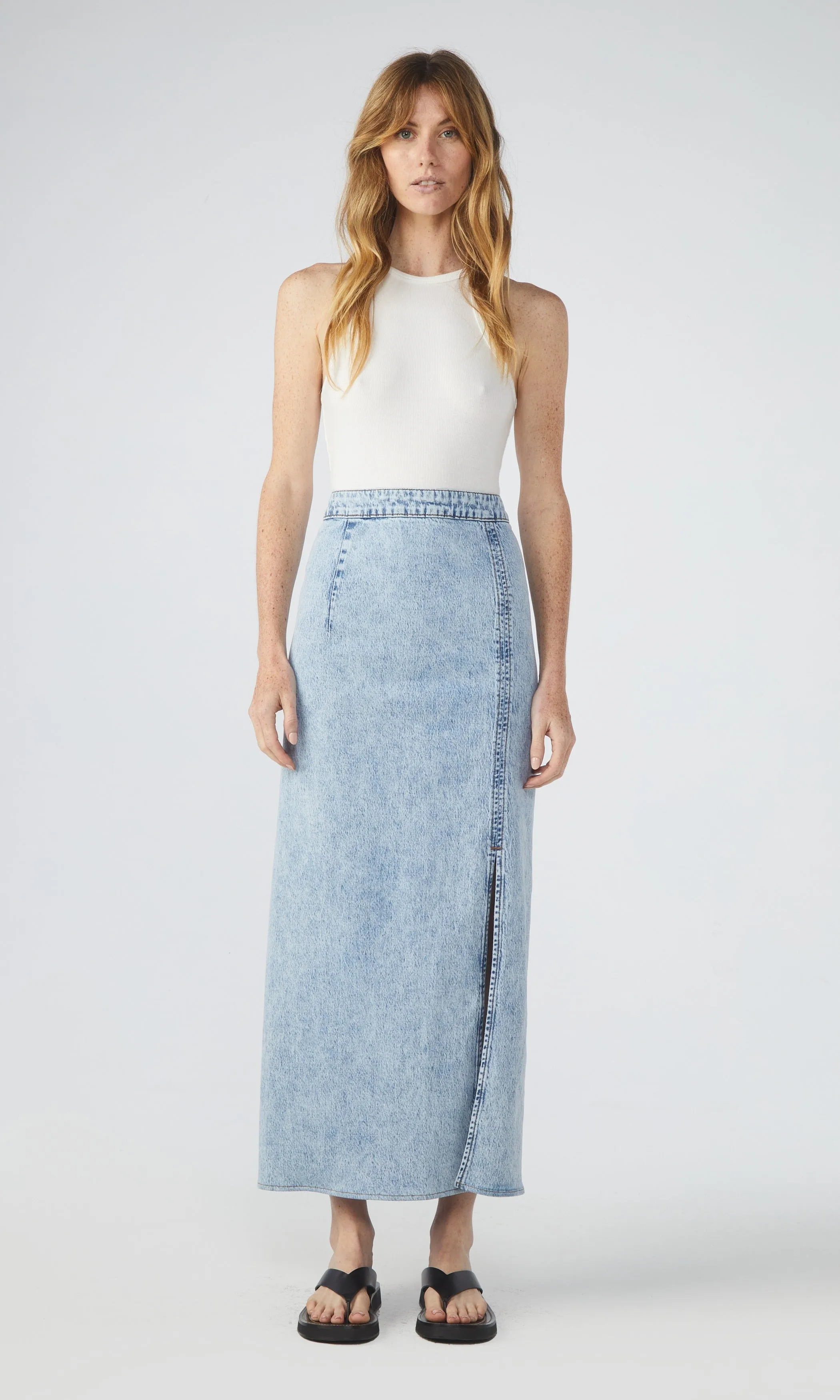 Ms. Madison High-Rise Pencil Maxi Skirt - Spring Indigo