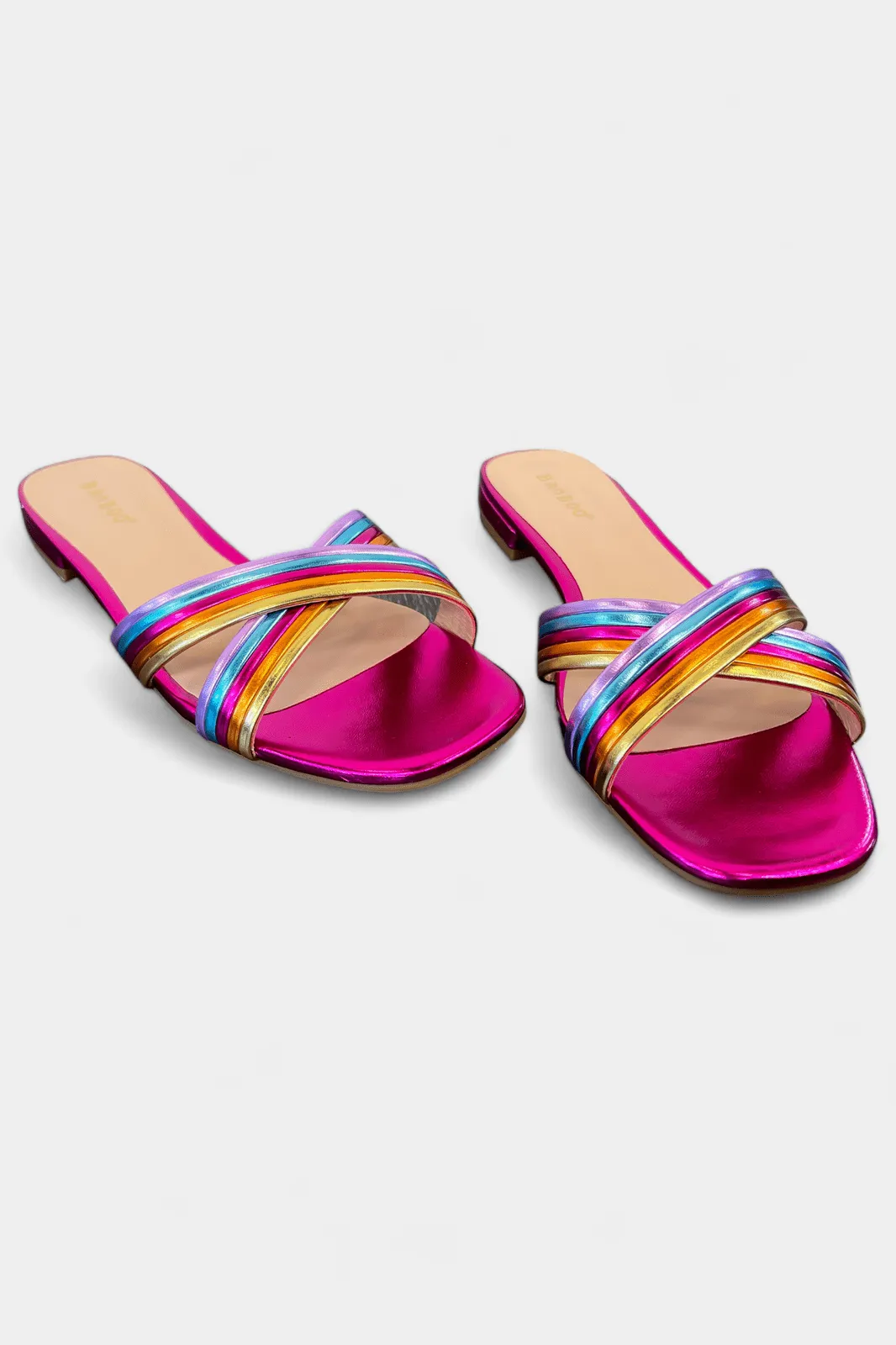 Multi Metallic Slip On Sandals