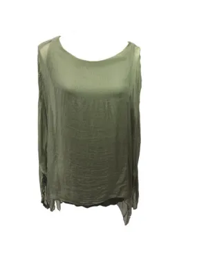 Naples Silk & Sequin Top in Green