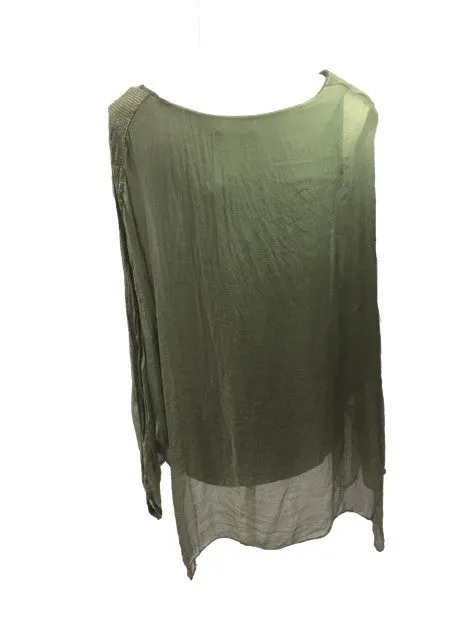 Naples Silk & Sequin Top in Green