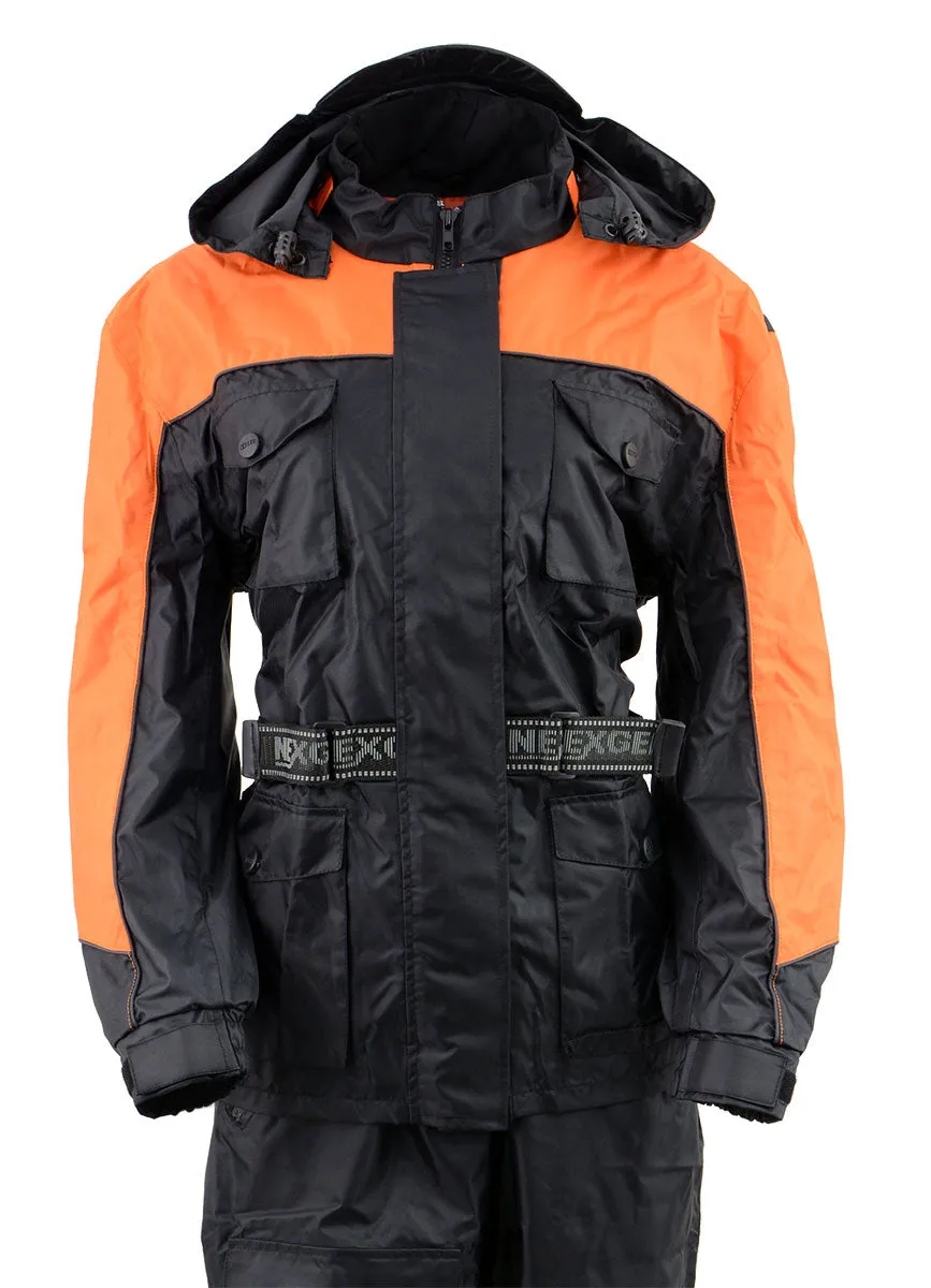 NexGen Ladies SH205101 Black and Orange Armored Hooded Water Proof