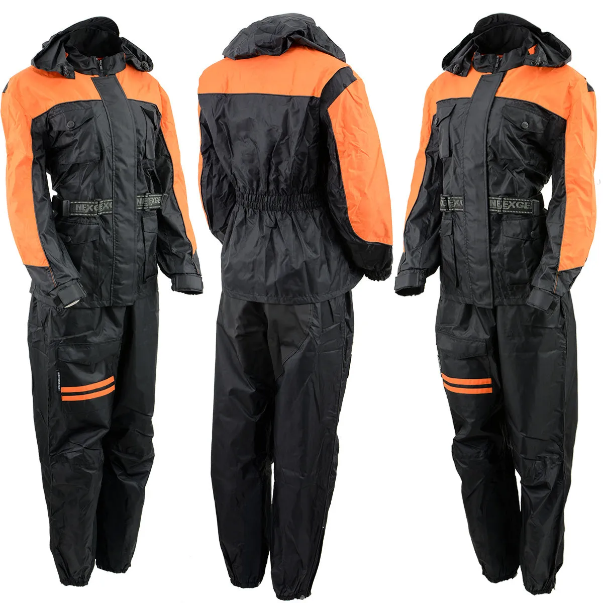 NexGen Ladies SH205101 Black and Orange Armored Hooded Water Proof