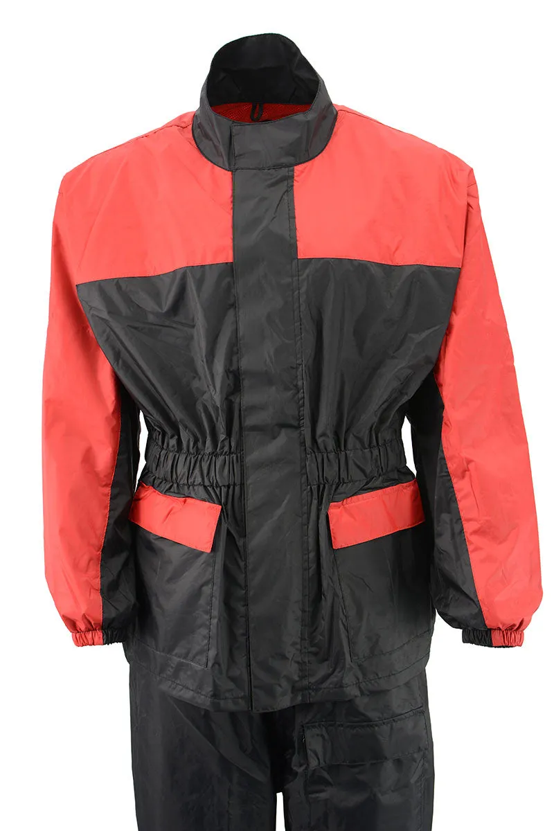 NexGen Ladies XS5031 Red and Black Water Proof Rain Suit with Cinch Sides