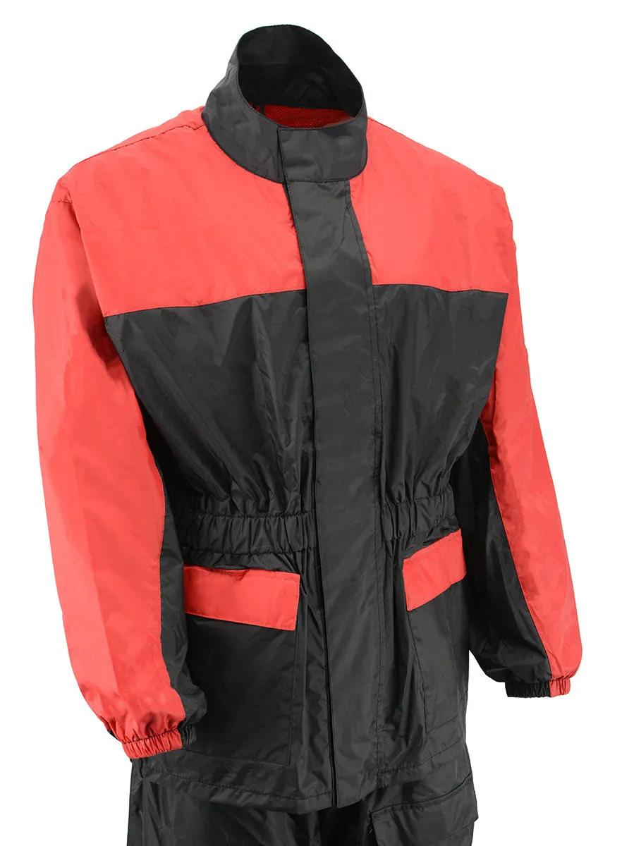 NexGen Ladies XS5031 Red and Black Water Proof Rain Suit with Cinch Sides