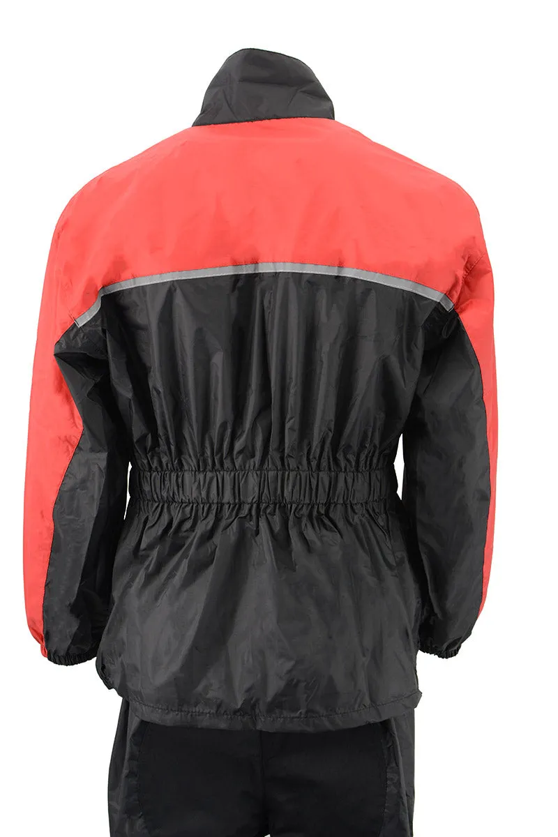 NexGen Ladies XS5031 Red and Black Water Proof Rain Suit with Cinch Sides