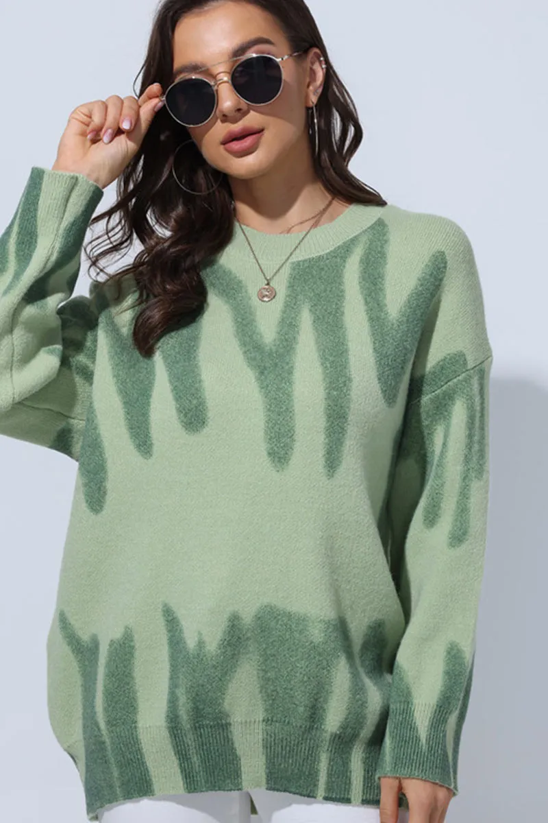 Patterned Crew Neck Jumper