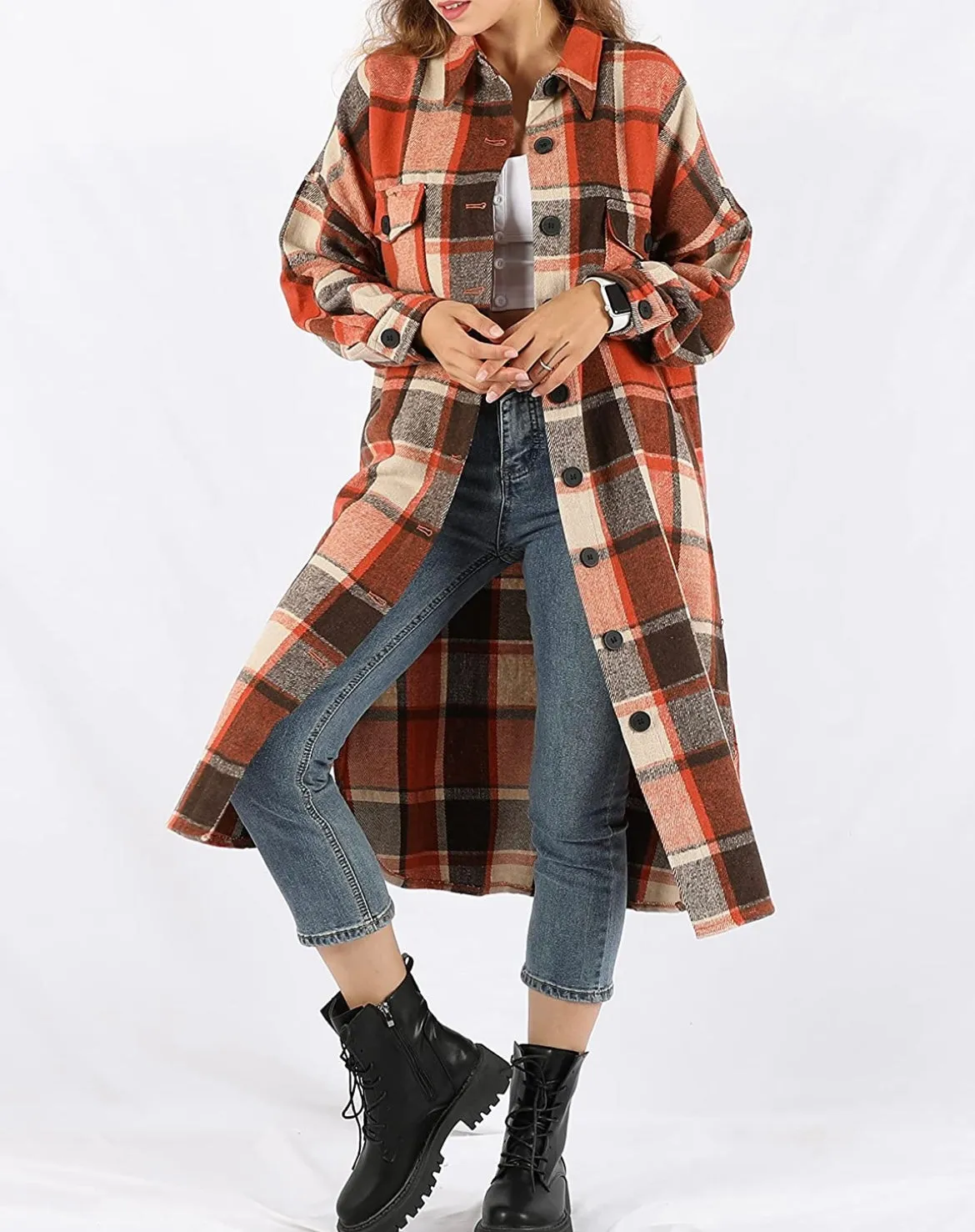 PLAID LONG SHACKET