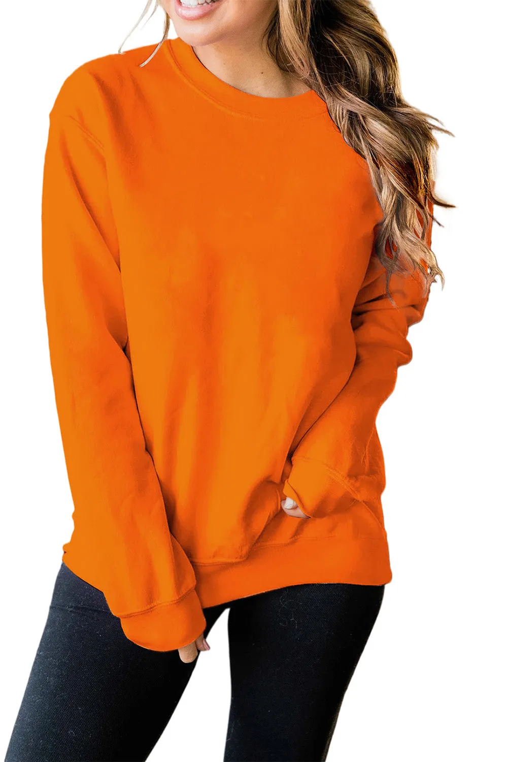 Plain Crew Neck Pullover Sweatshirt