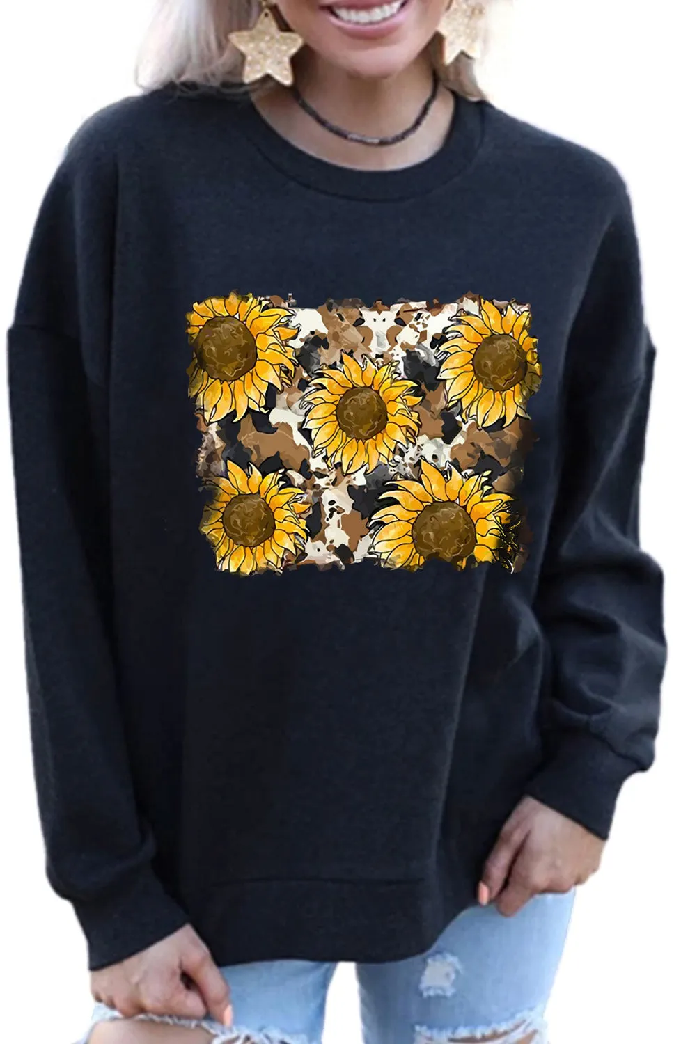 Plain Crew Neck Pullover Sweatshirt