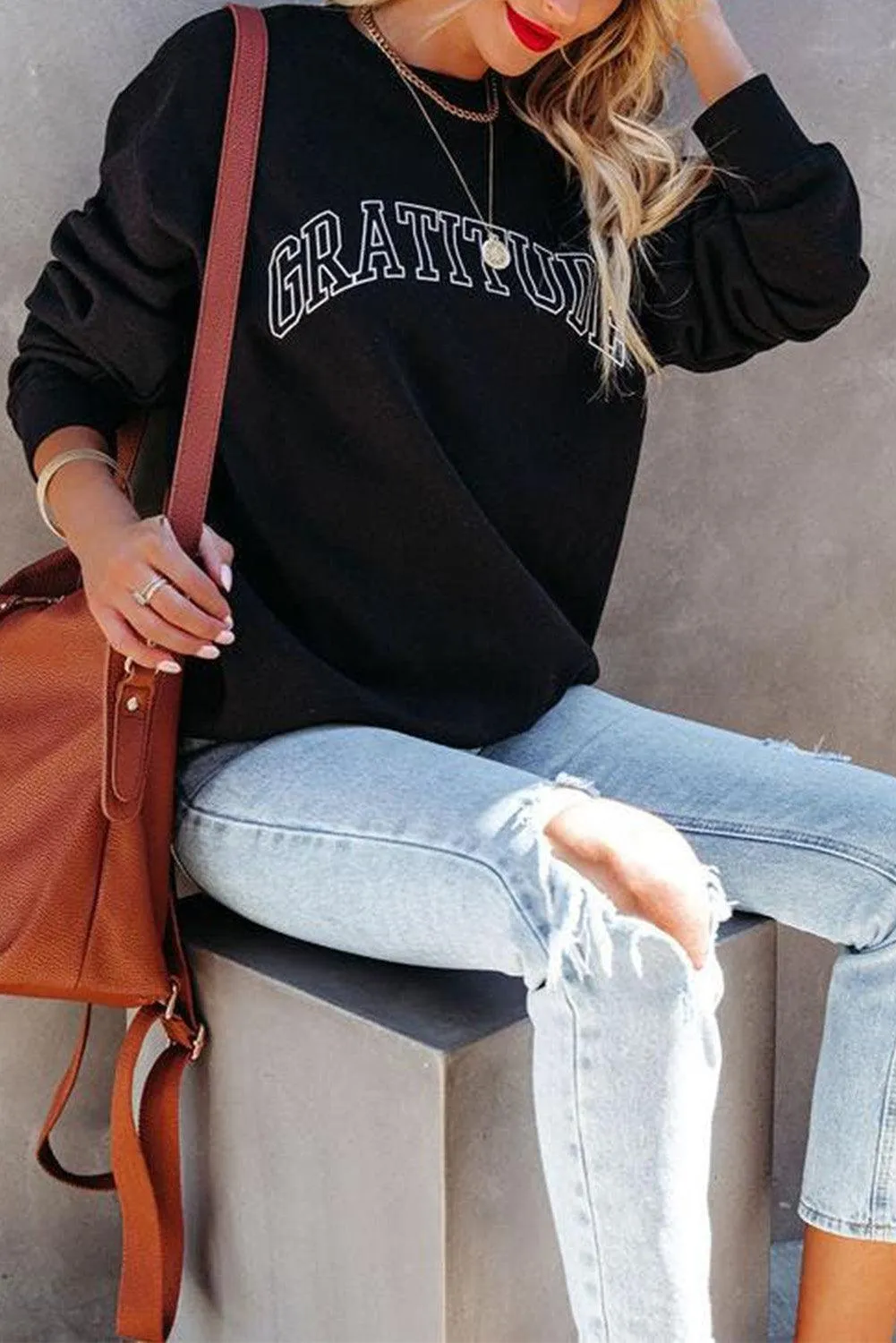 Plain Crew Neck Pullover Sweatshirt