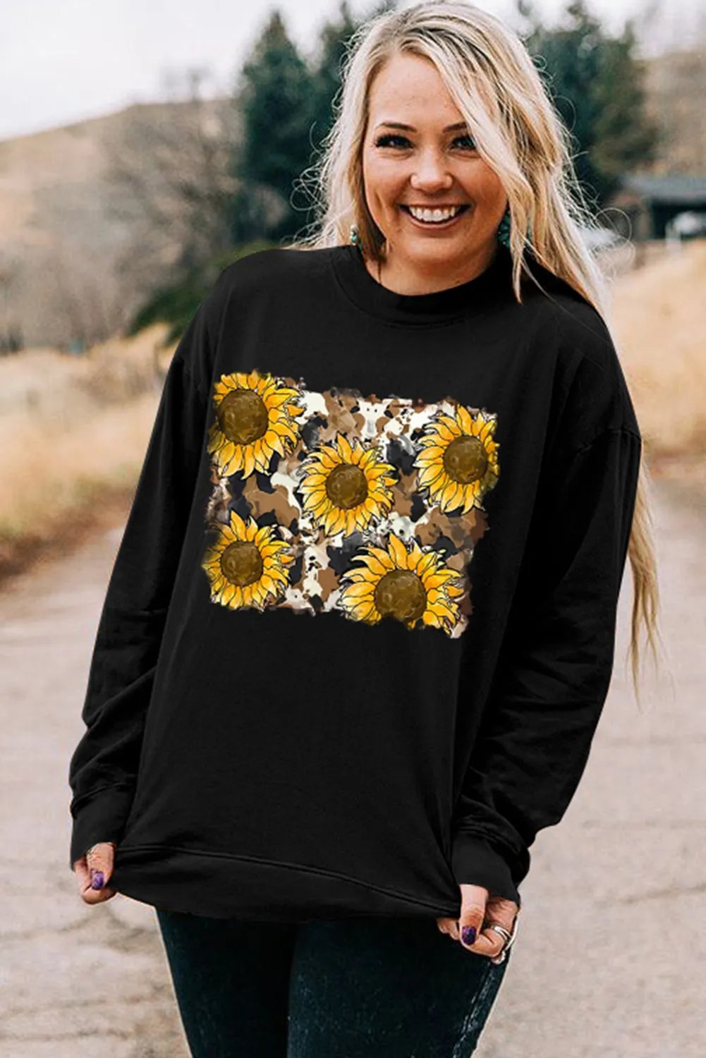 Plain Crew Neck Pullover Sweatshirt