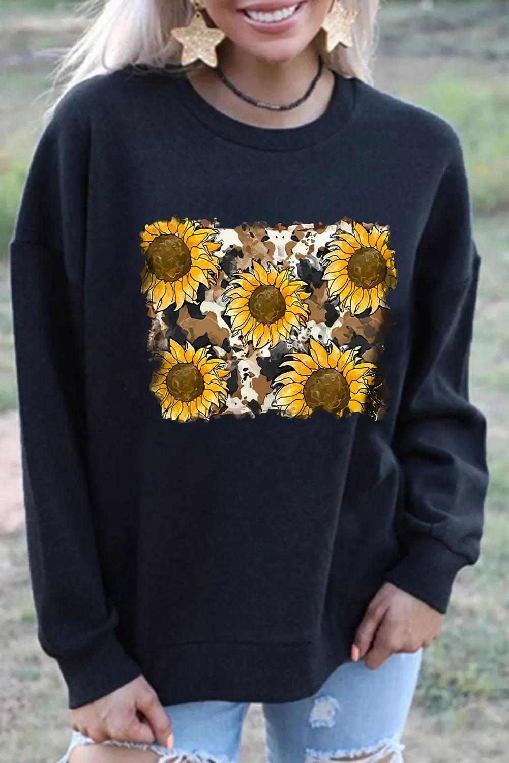 Plain Crew Neck Pullover Sweatshirt