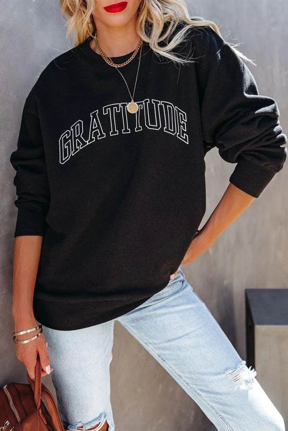 Plain Crew Neck Pullover Sweatshirt