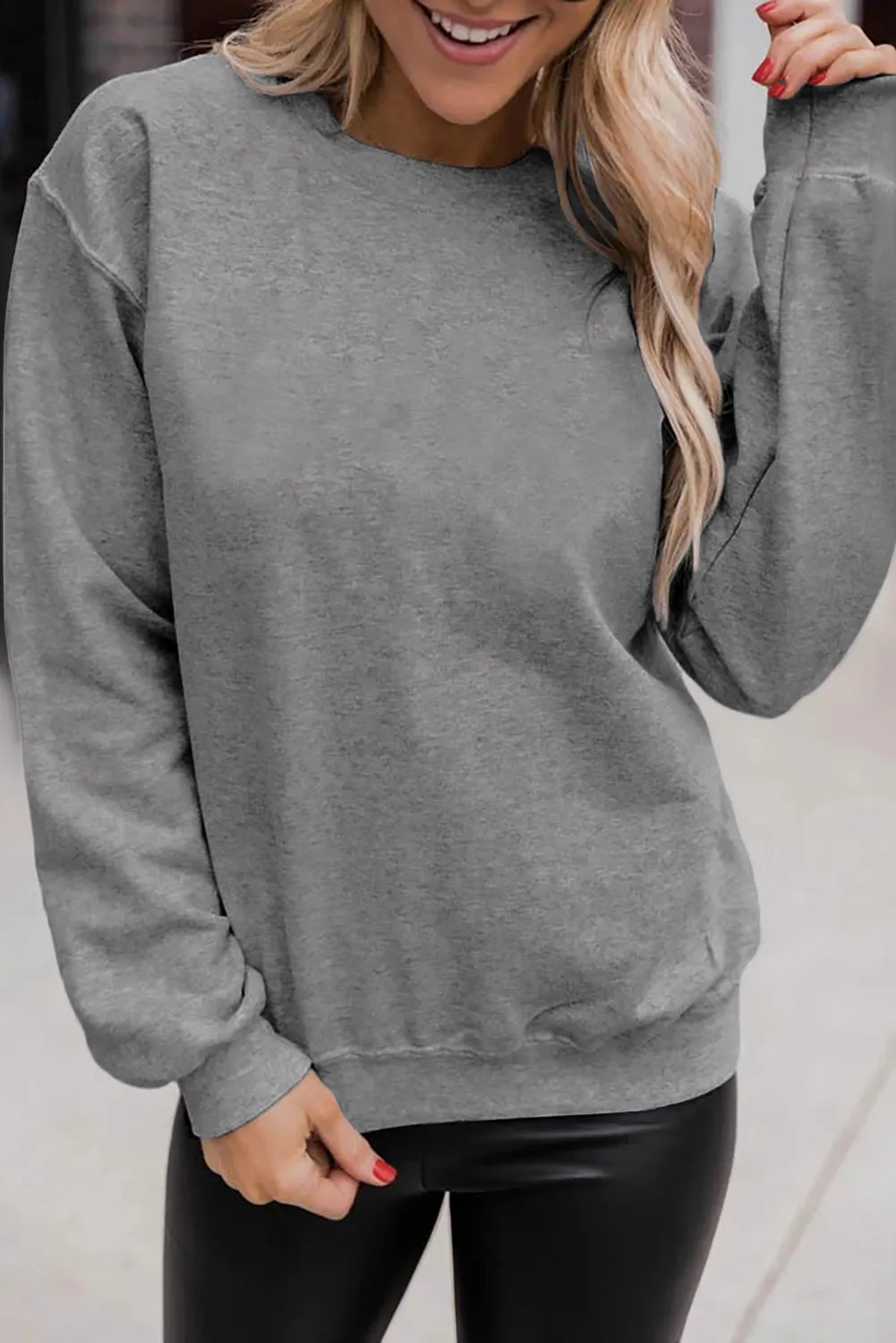 Plain Crew Neck Pullover Sweatshirt