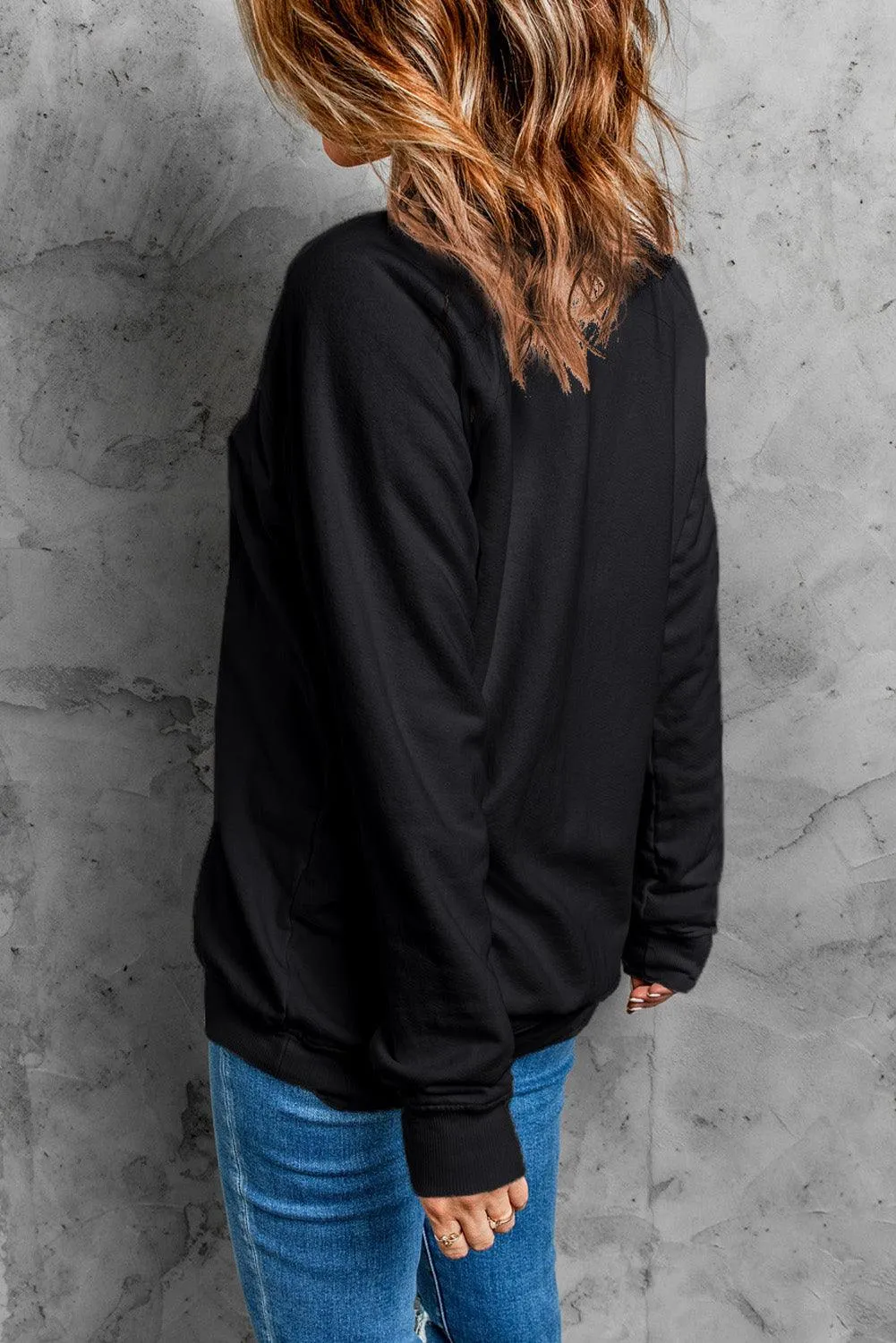 Plain Crew Neck Pullover Sweatshirt