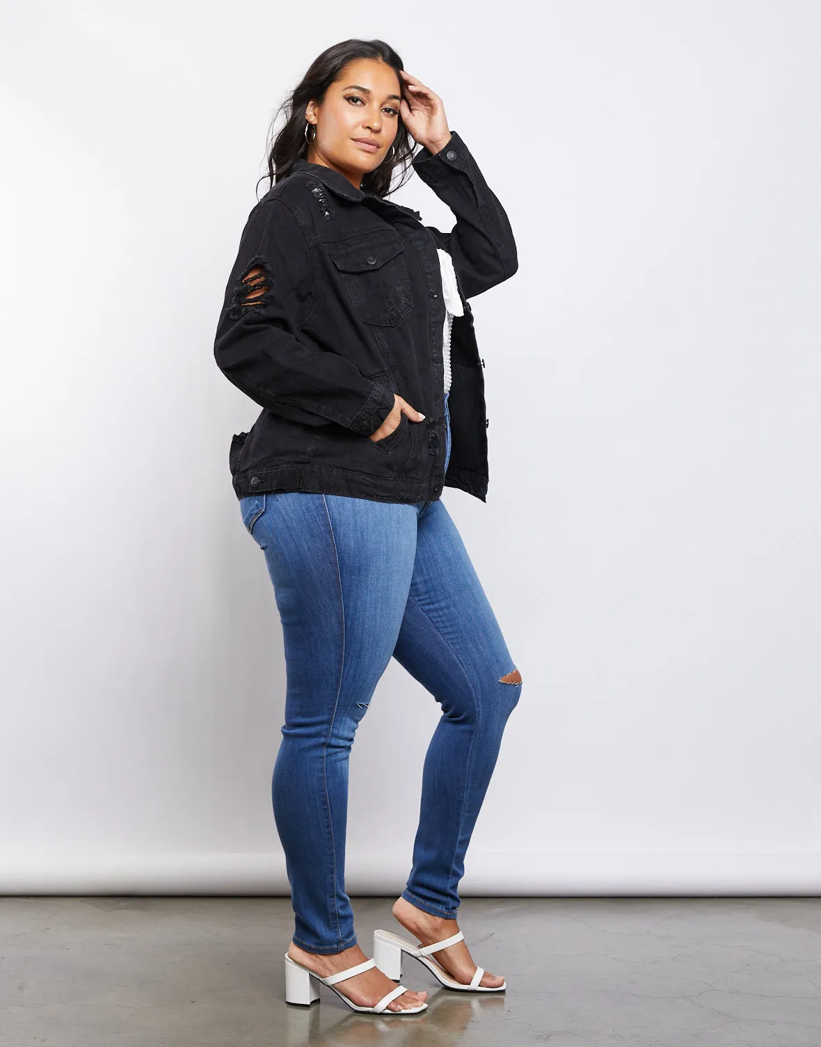 Plus Size Morgan Distressed Denim Jacket