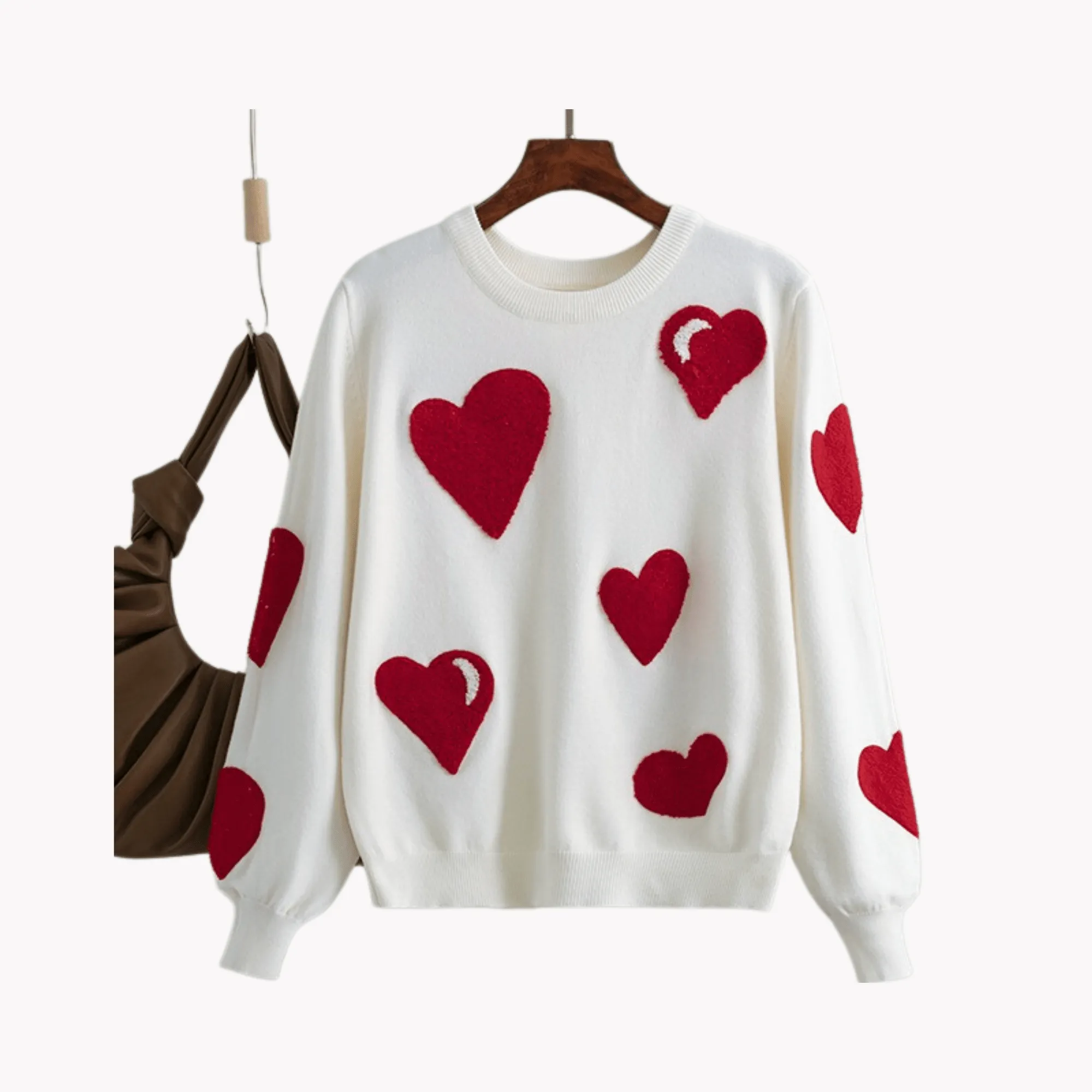 Pre Order:  Contrast Hearts Knit Sweater