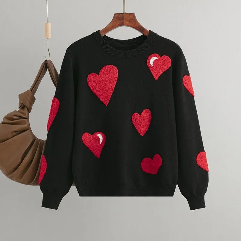 Pre Order:  Contrast Hearts Knit Sweater