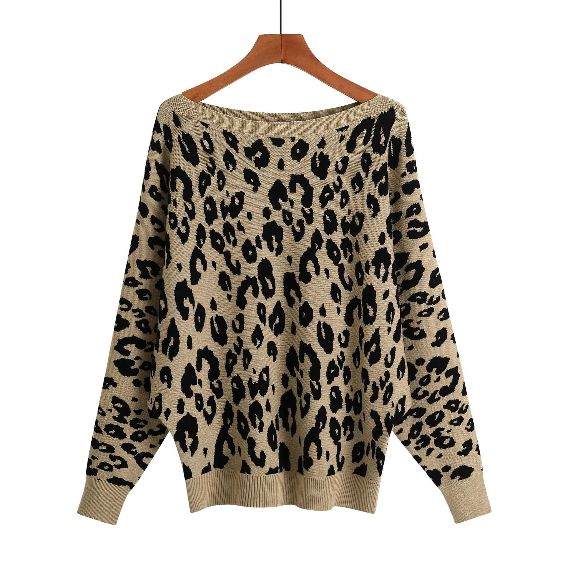 Pre Order:  Leopard Boat Neck Knit Sweater