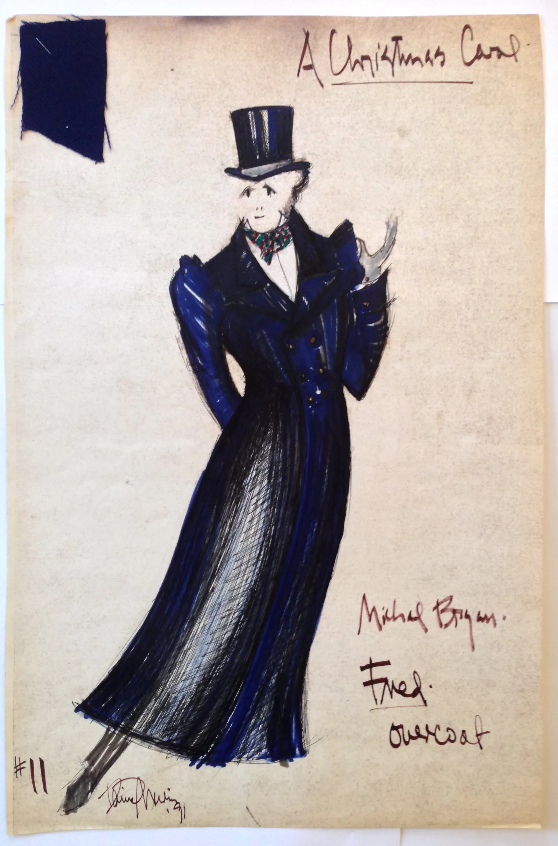 "A Christmas Carol" Fred W Overcoat Costume Sketch, David Murin