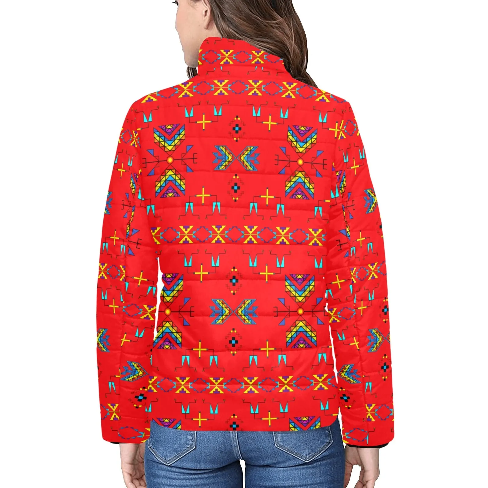 Rainy Chief Rainbow Red Women's Padded Jacket