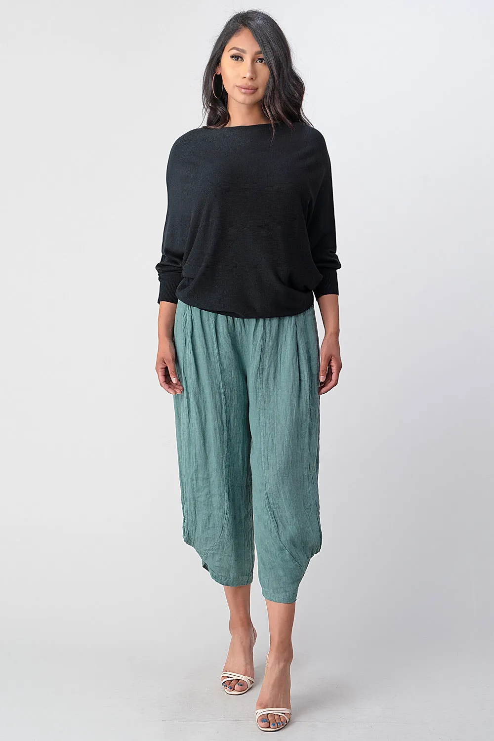 Raw Moda Puro Short Linen Pants With Belt