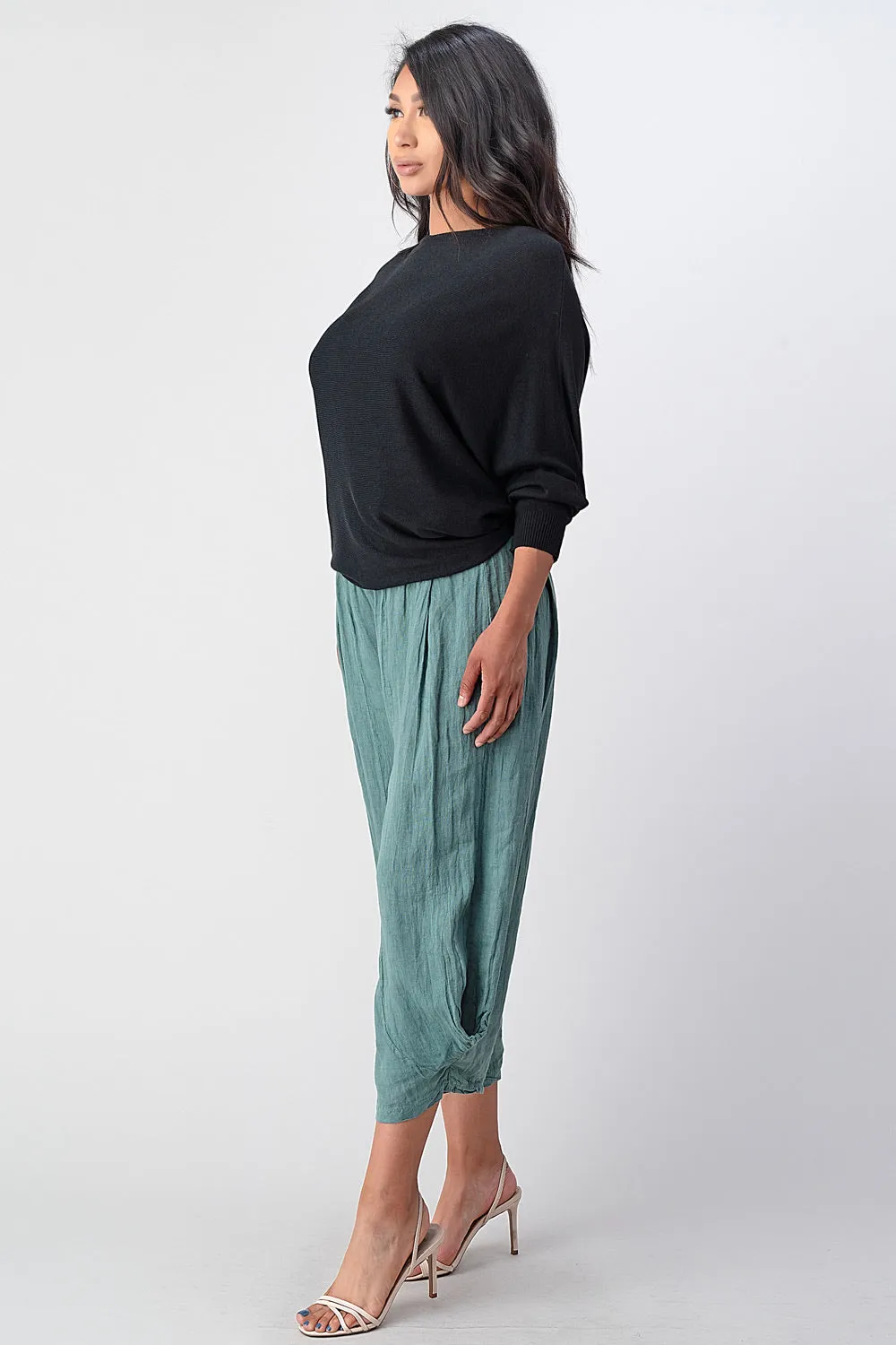 Raw Moda Puro Short Linen Pants With Belt