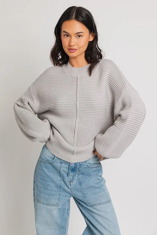 Ribbed Knitted Long-Sleeved Pullover Sweater