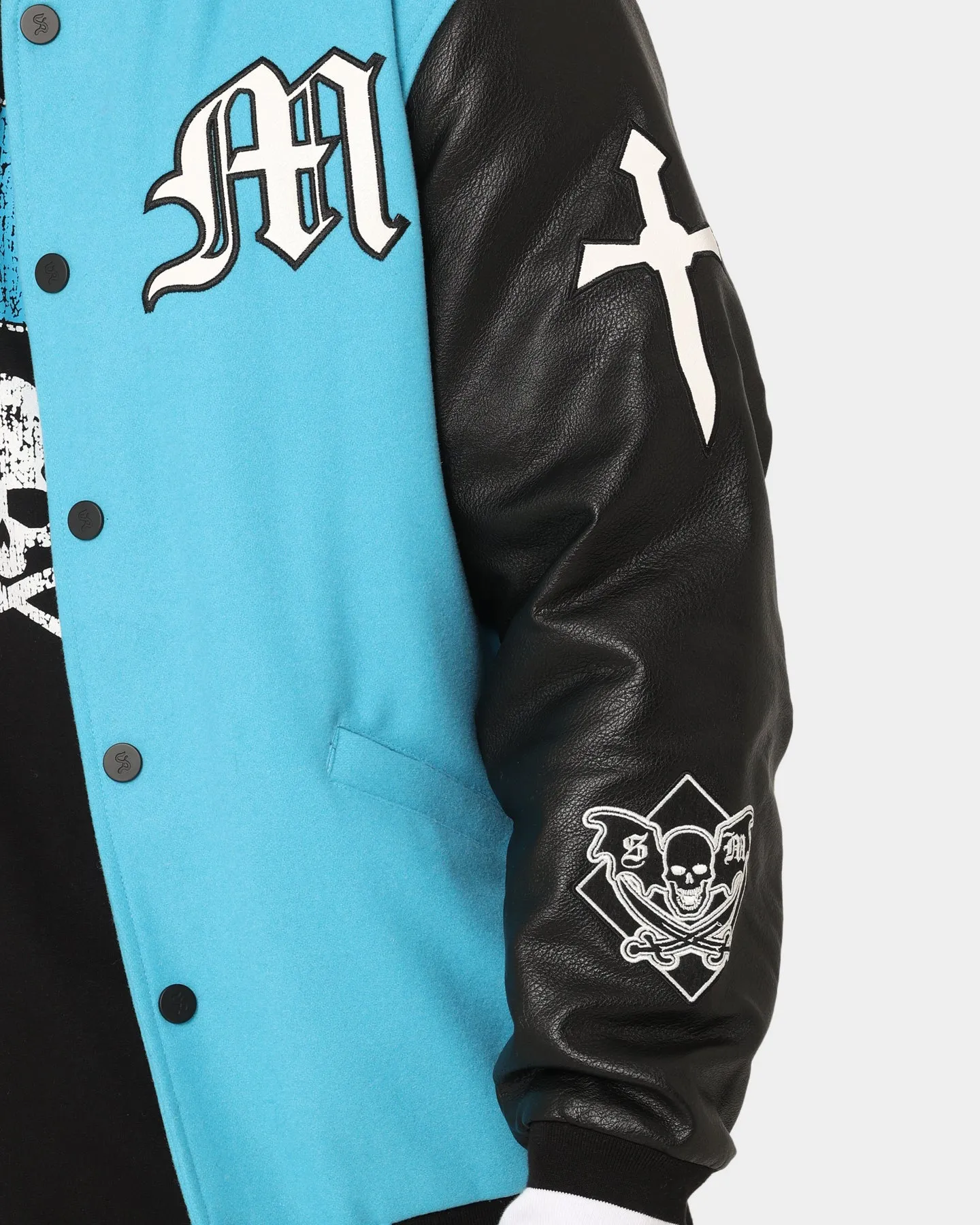 Saint Morta Graveyard Varsity Jacket Cyan