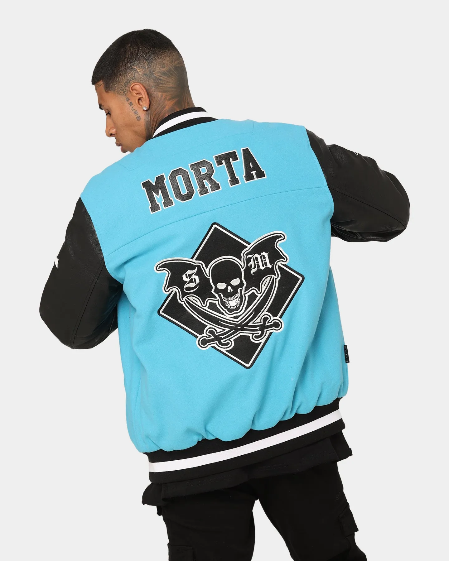 Saint Morta Graveyard Varsity Jacket Cyan