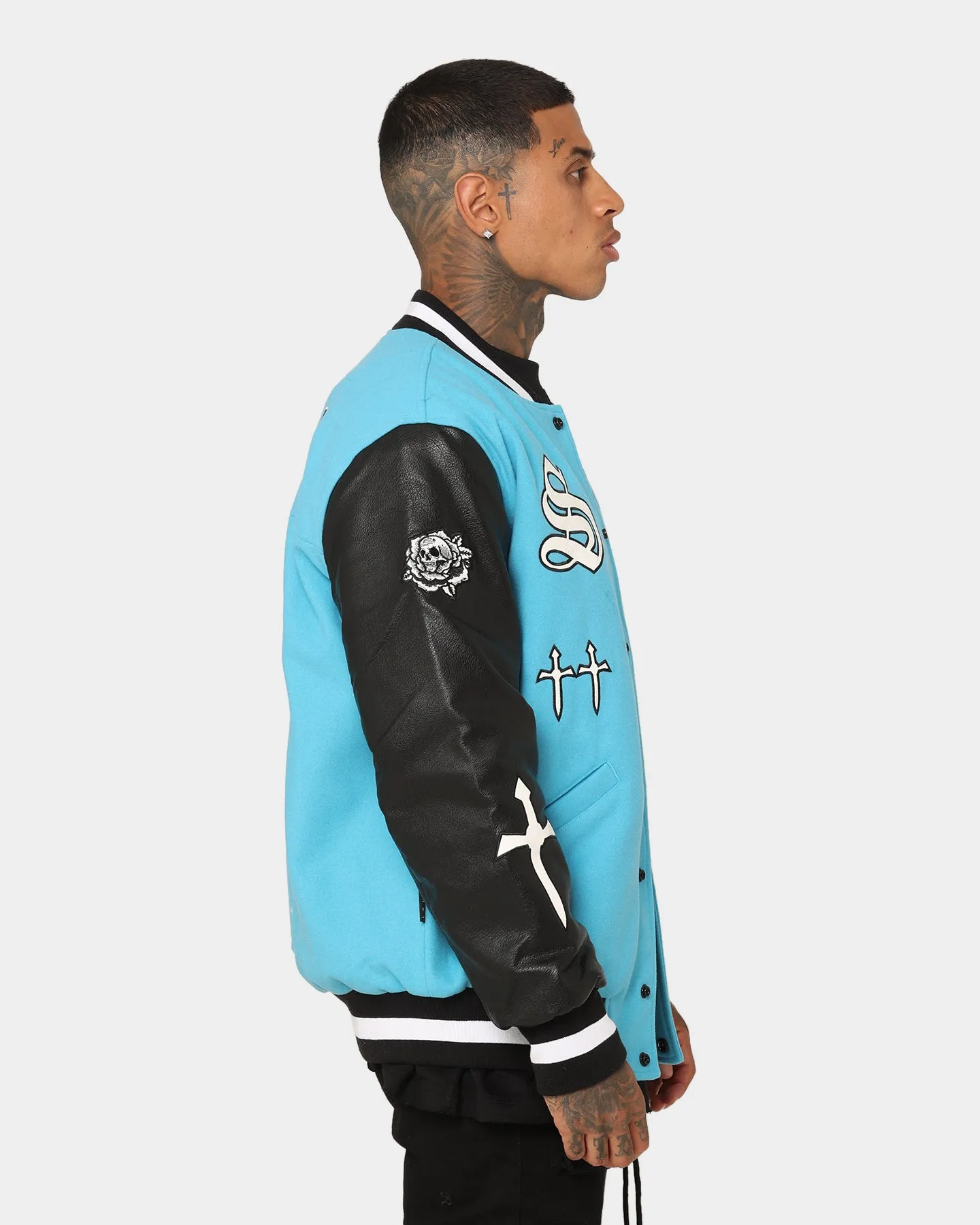 Saint Morta Graveyard Varsity Jacket Cyan