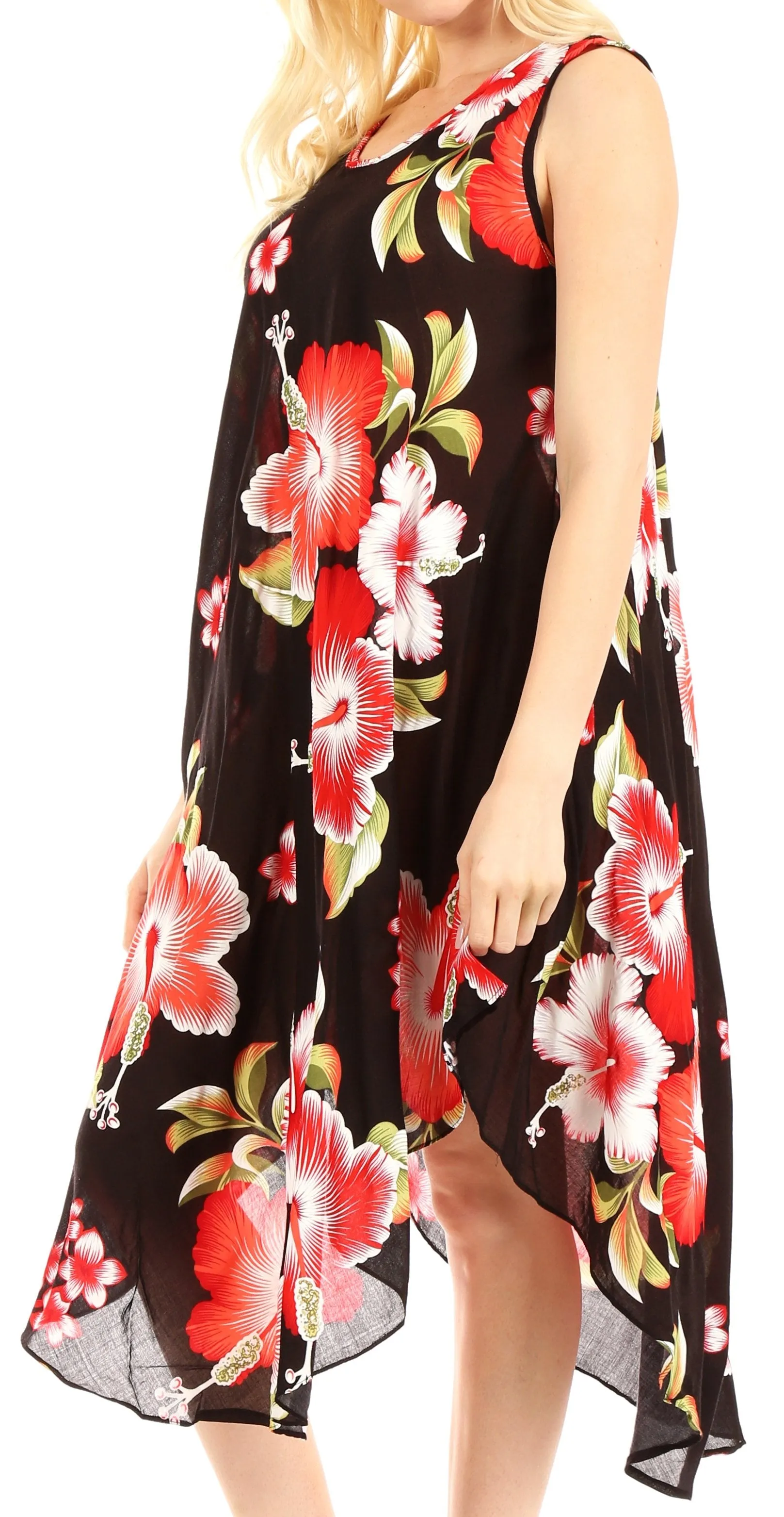 Sakkas Clara Women's Casual Summer Sleeveless Sundress Loose Floral Print Dress