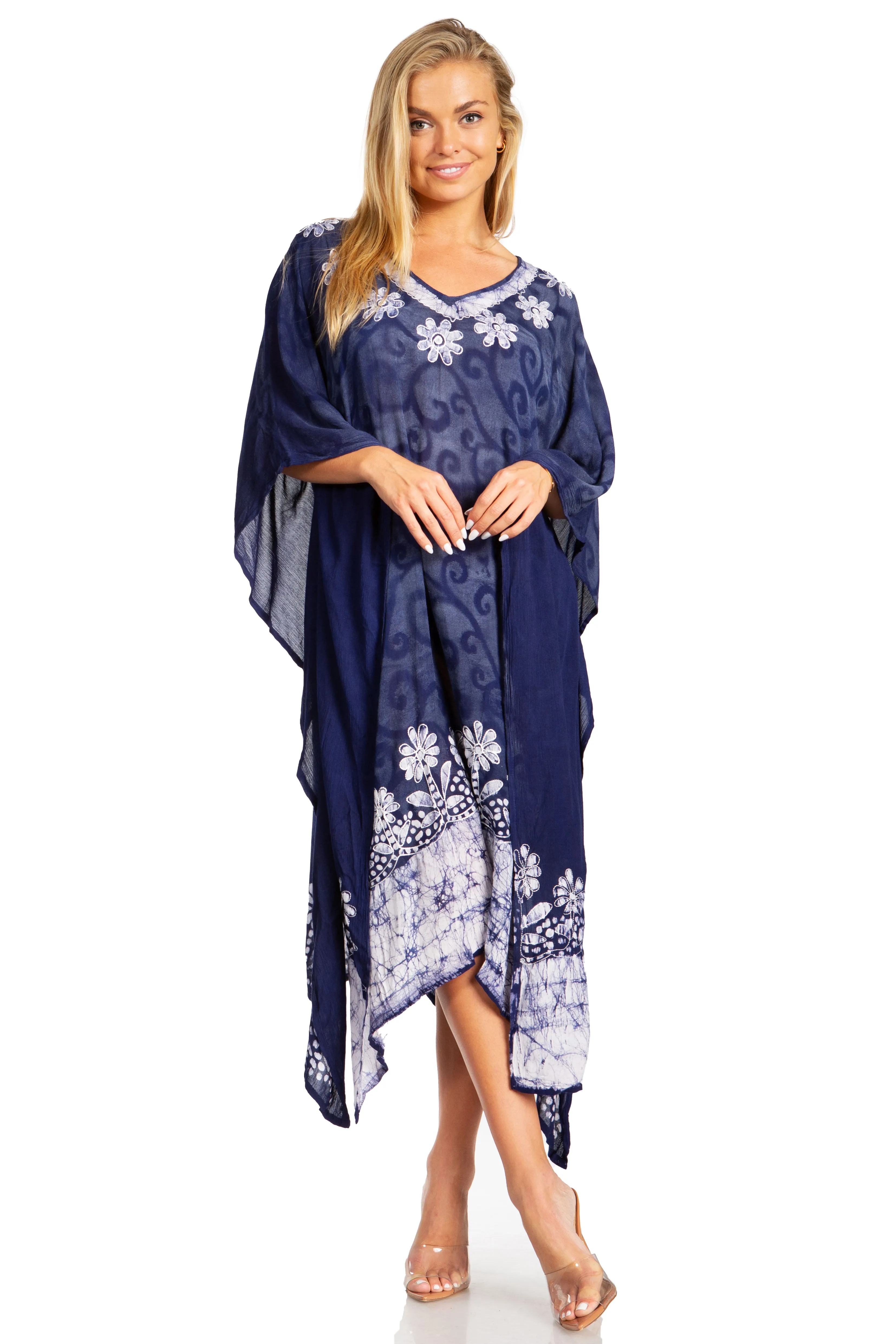 Sakkas Clementine Women's Tie Dye Caftan Dress/Cover Up Beach Kaftan Boho Summer