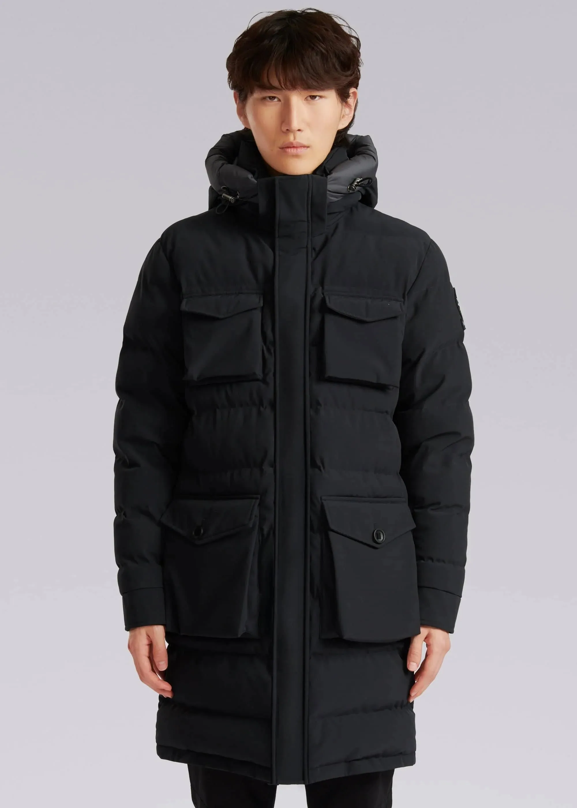 Sandbanks Branksome Long Puffer Jacket in Black