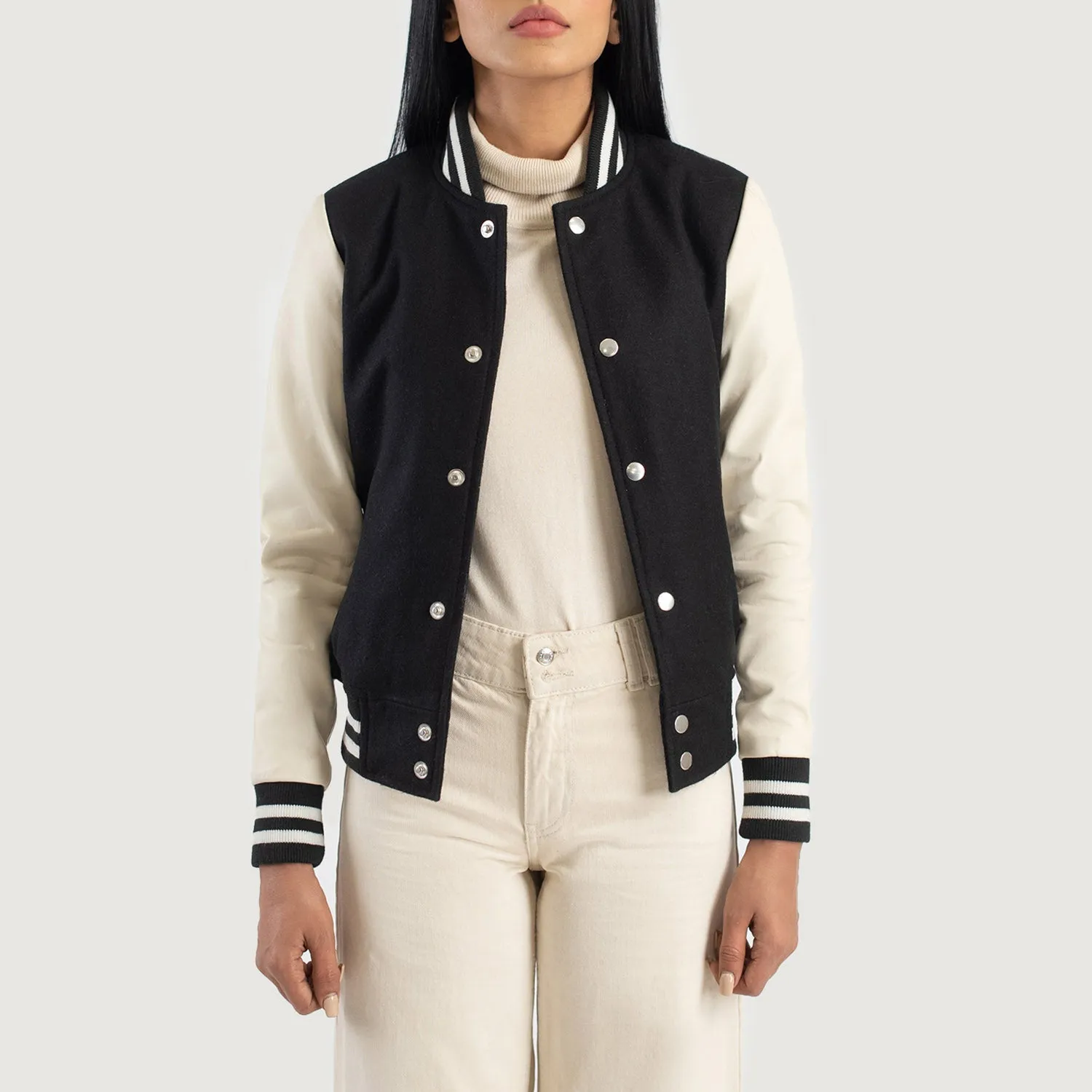 Savant Black & White Hybrid Varsity Jacket