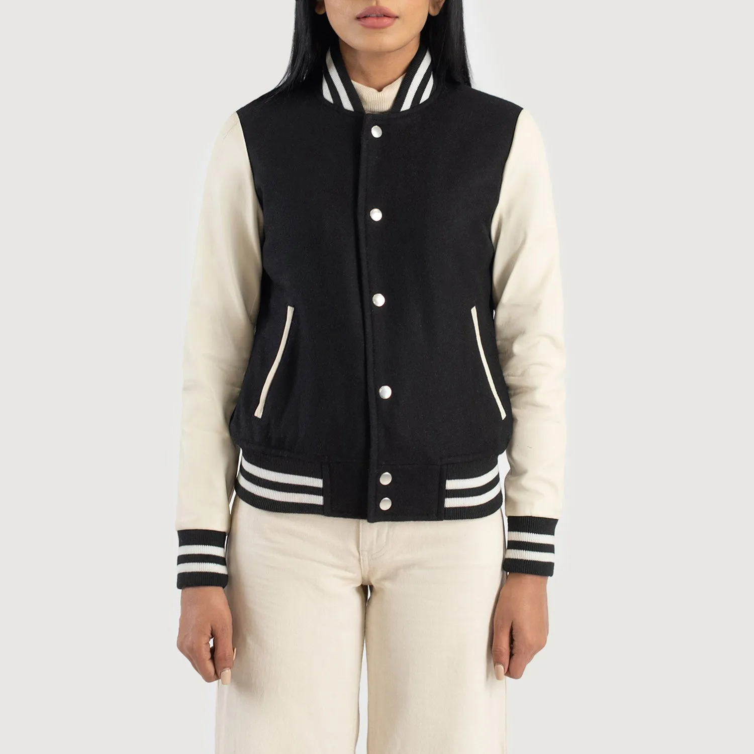 Savant Black & White Hybrid Varsity Jacket