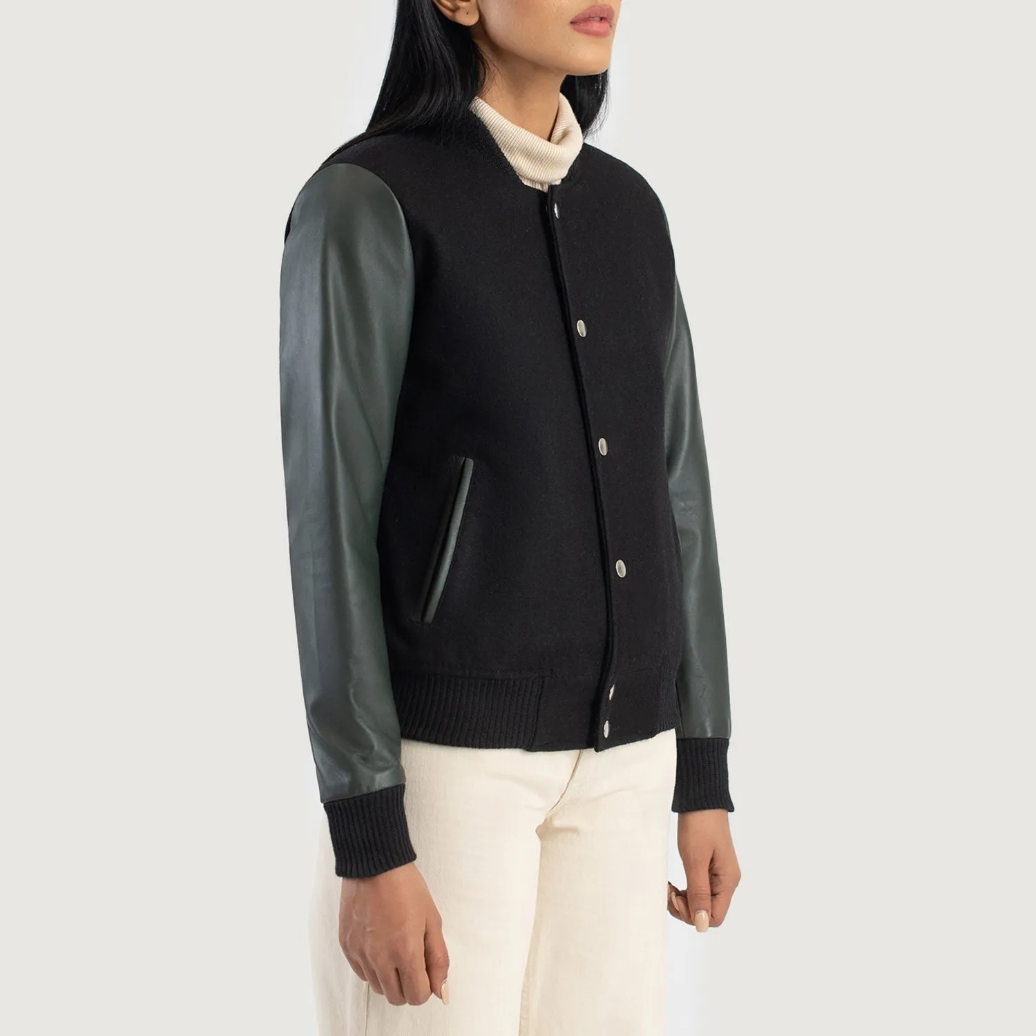 Savant Green Hybrid Varsity Jacket