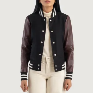 Savant Maroon Hybrid Varsity Jacket