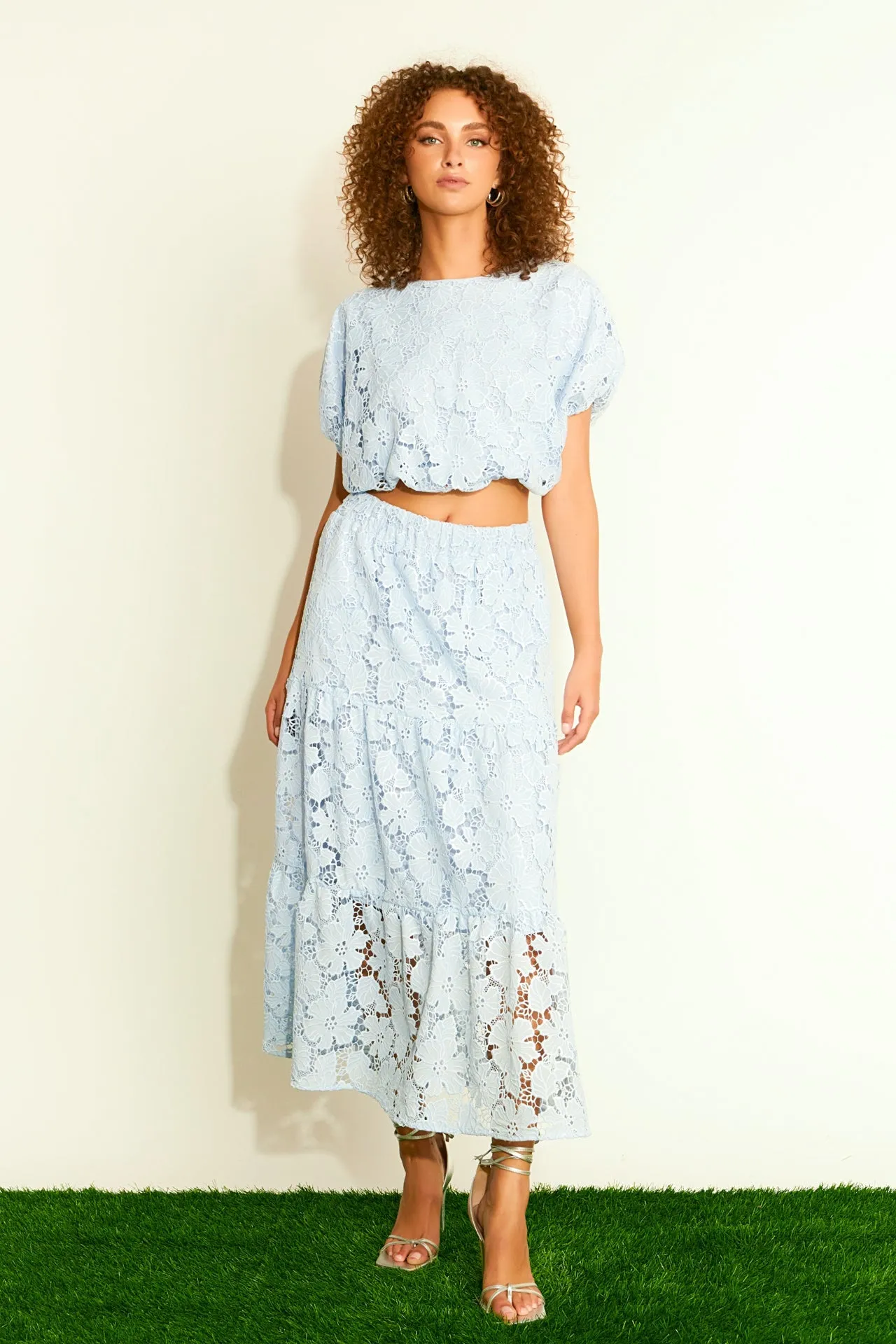 Sequins Lace Maxi Skirt