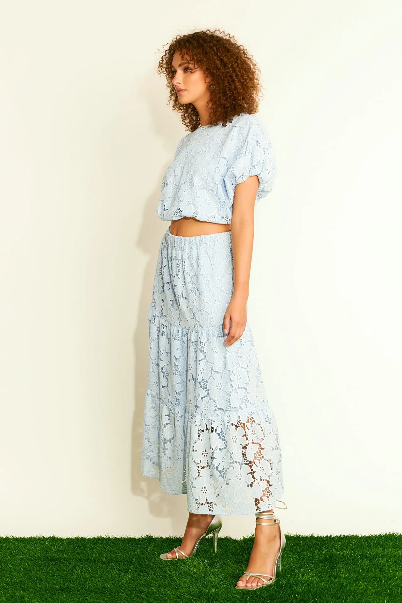 Sequins Lace Maxi Skirt