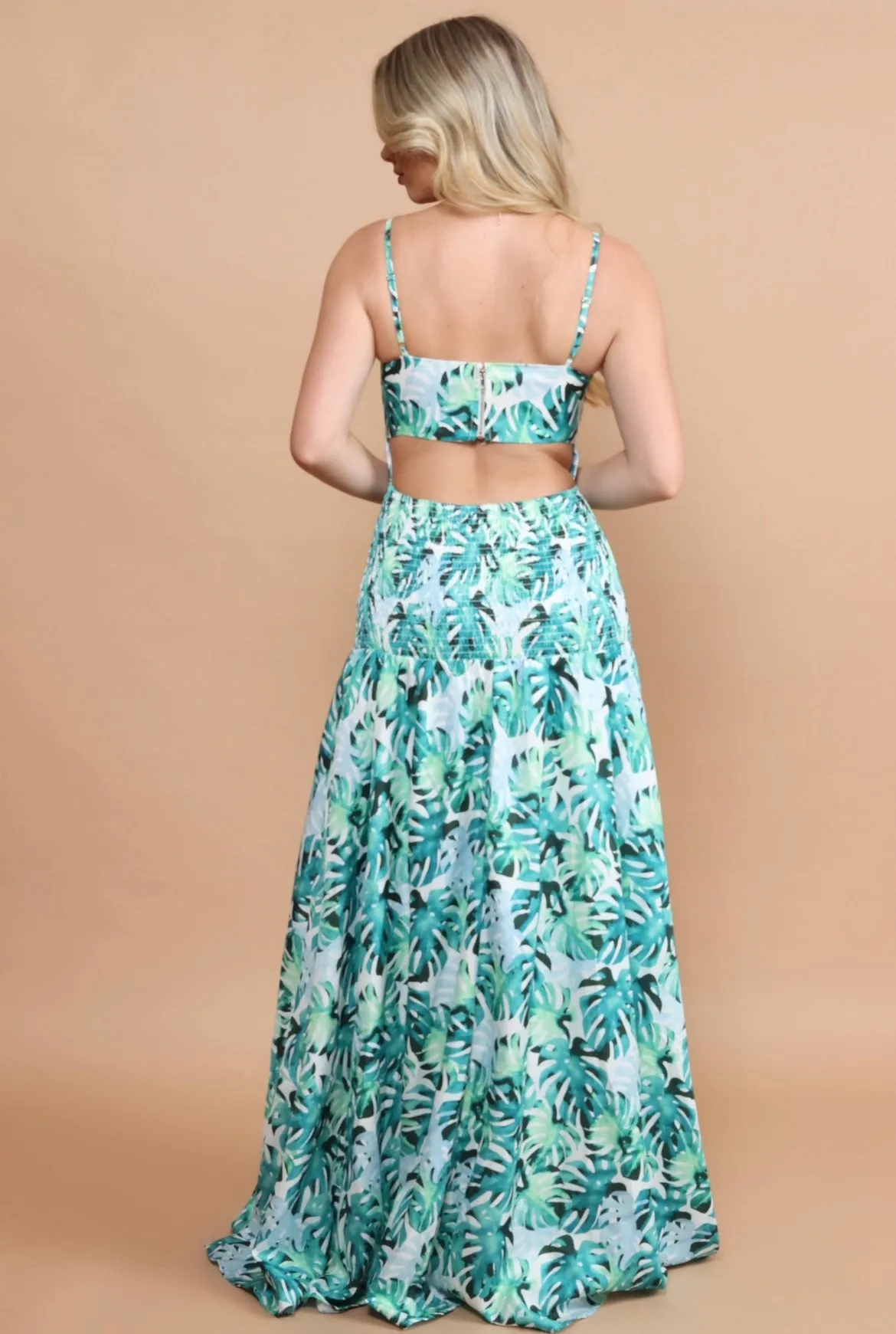 Serai Green Palm Maxi Dress