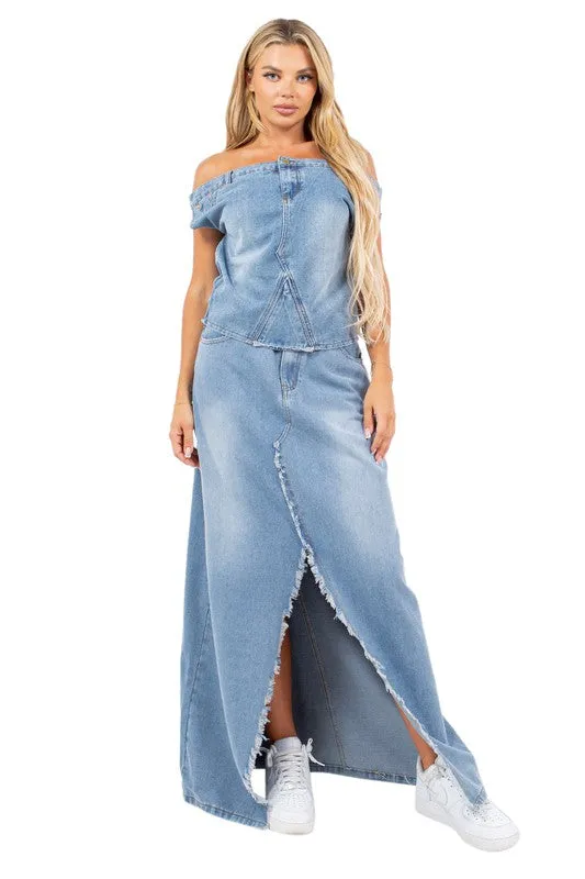 Sexy Denim 2pc Skirt Set