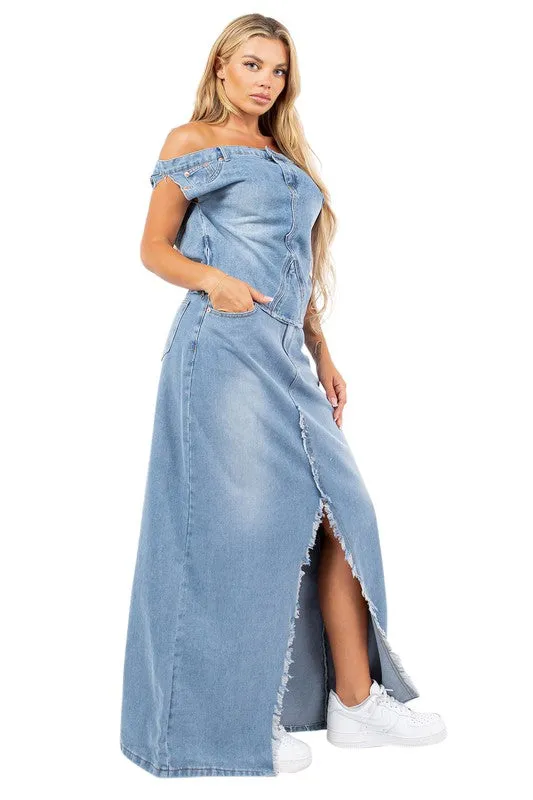 Sexy Denim 2pc Skirt Set