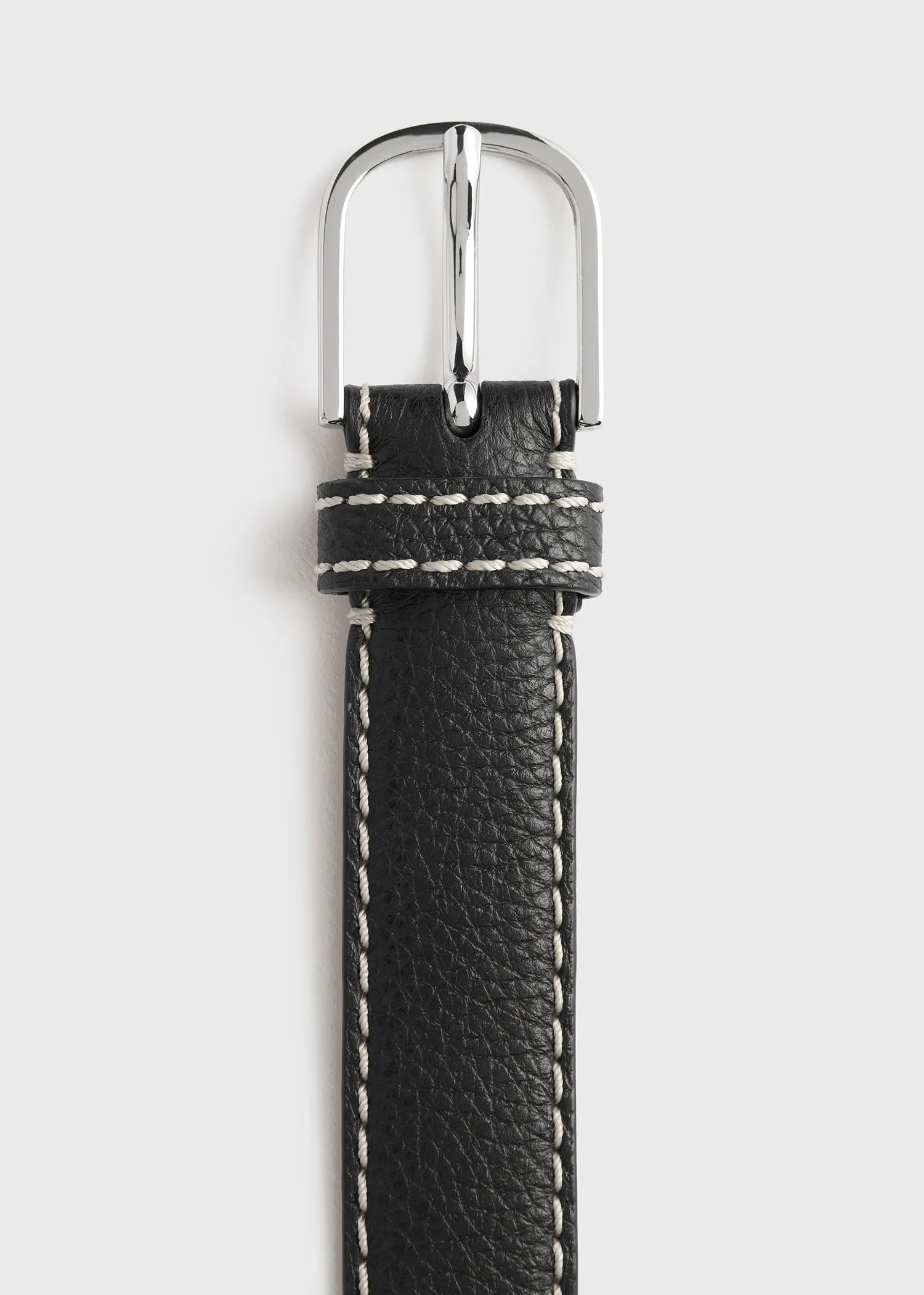 Slim grained-leather trouser belt