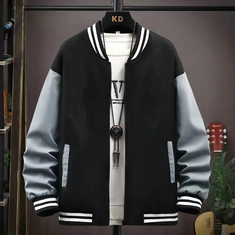 Spring and Autumn Coat Men&#39;s Jacket Baseball Suit Trend Handsome First Senior High School Coat Plus Velvet